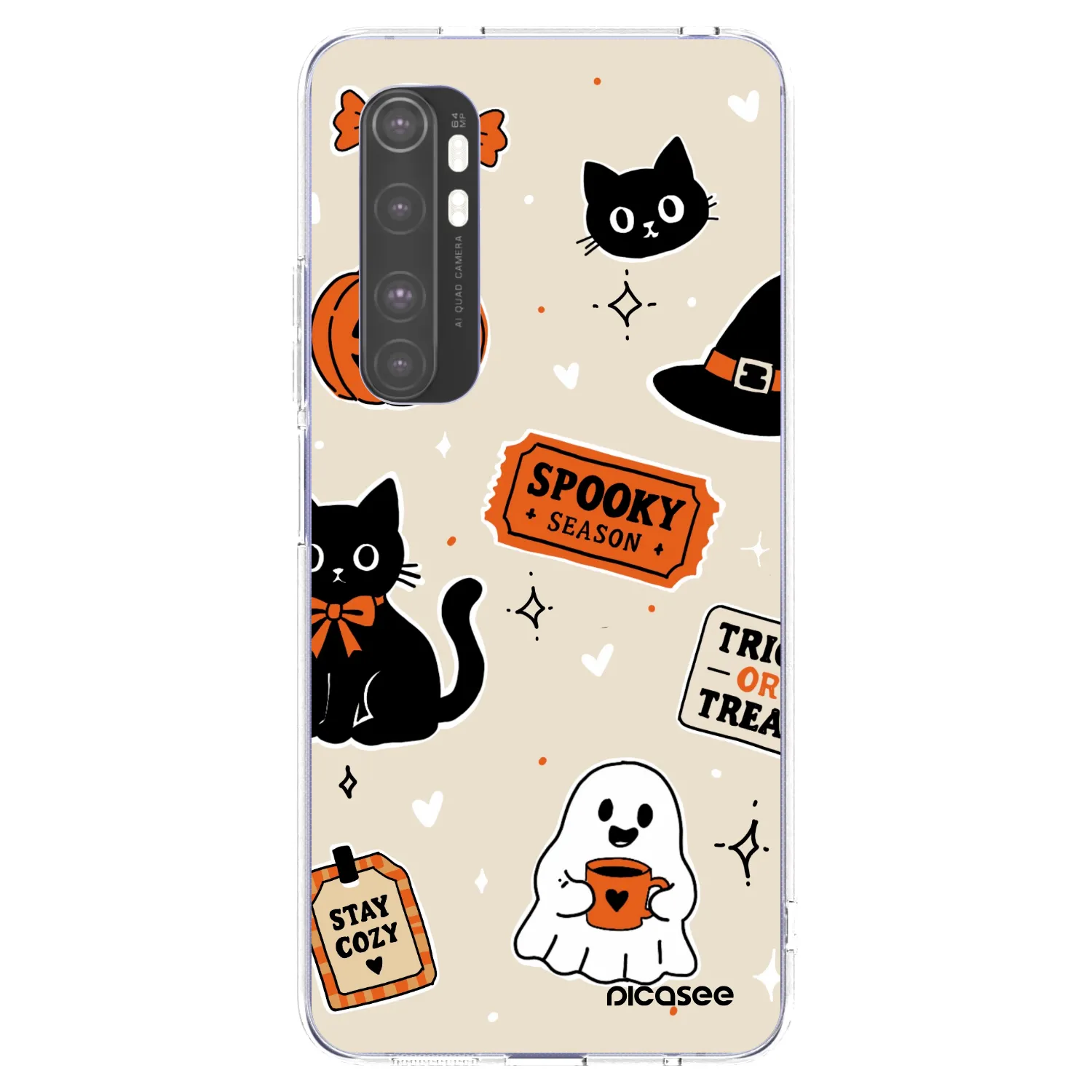 Picasee silikonový průhledný obal pro Xiaomi Mi Note 10 Lite - Halloween stickers