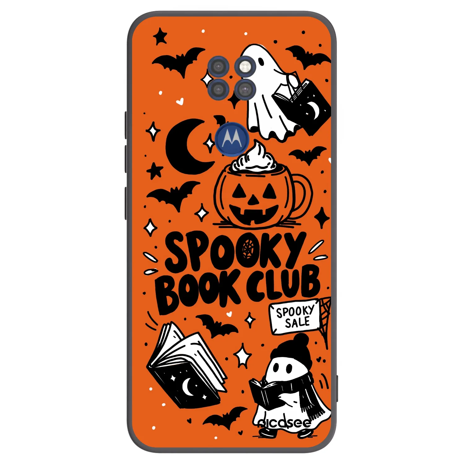 Picasee silikonový černý obal pro Motorola Moto G9 Play - Spooky book club