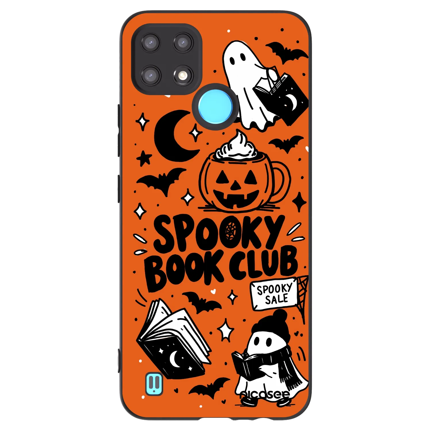 Picasee silikonový černý obal pro Realme C21 - Spooky book club