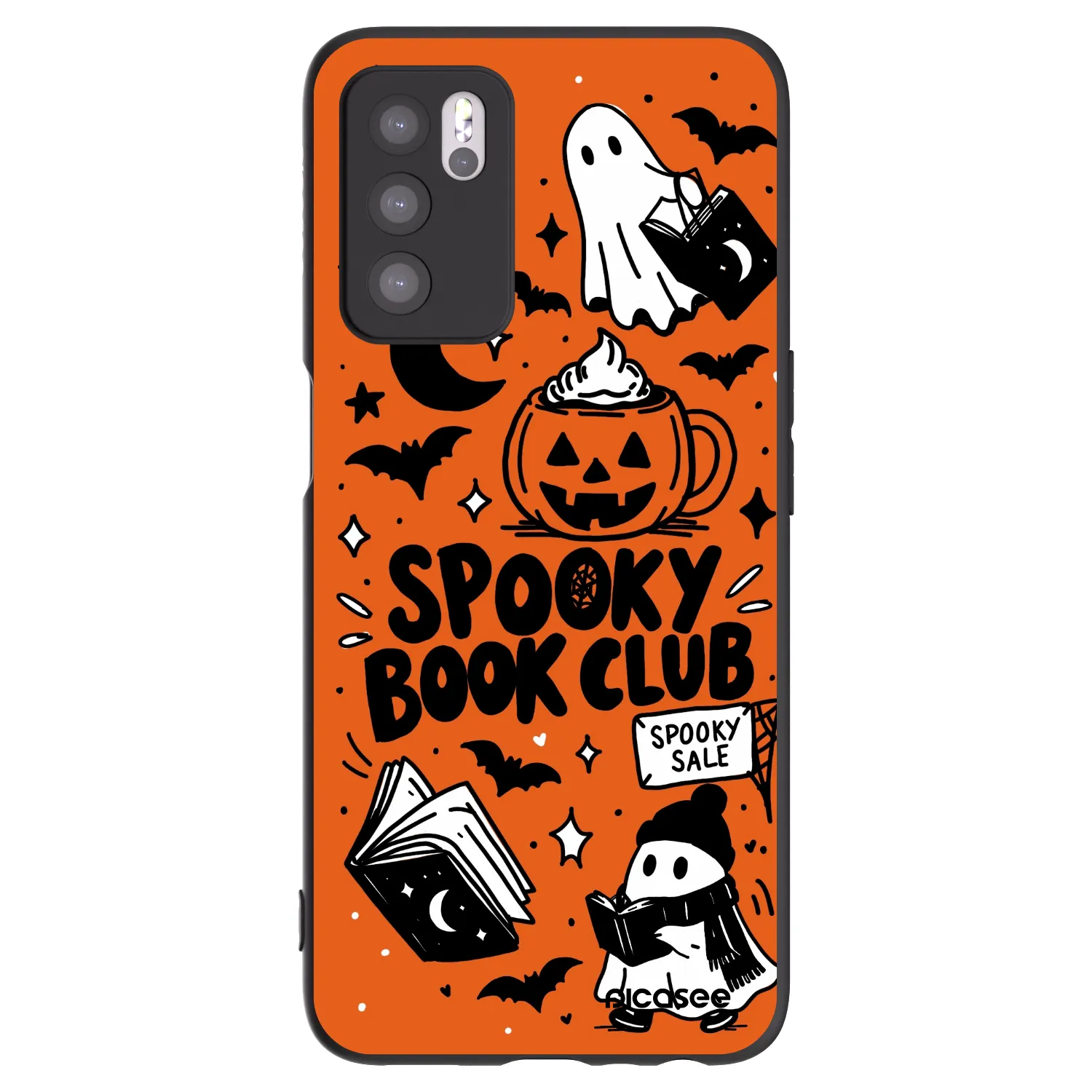 Picasee silikonový černý obal pro OPPO A16 - Spooky book club
