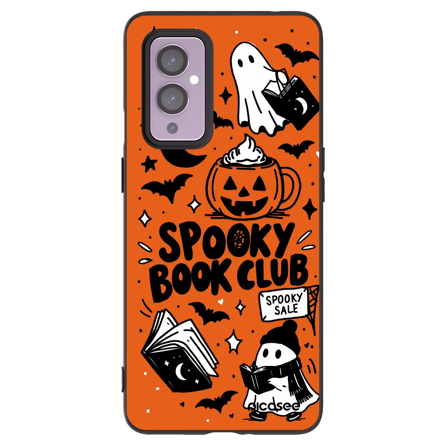 Picasee silikonový černý obal pro OnePlus 9 - Spooky book club