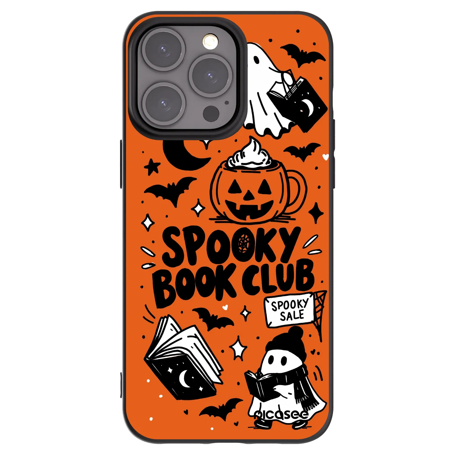 Picasee silikonový černý obal pro Apple iPhone 15 Pro Max - Spooky book club