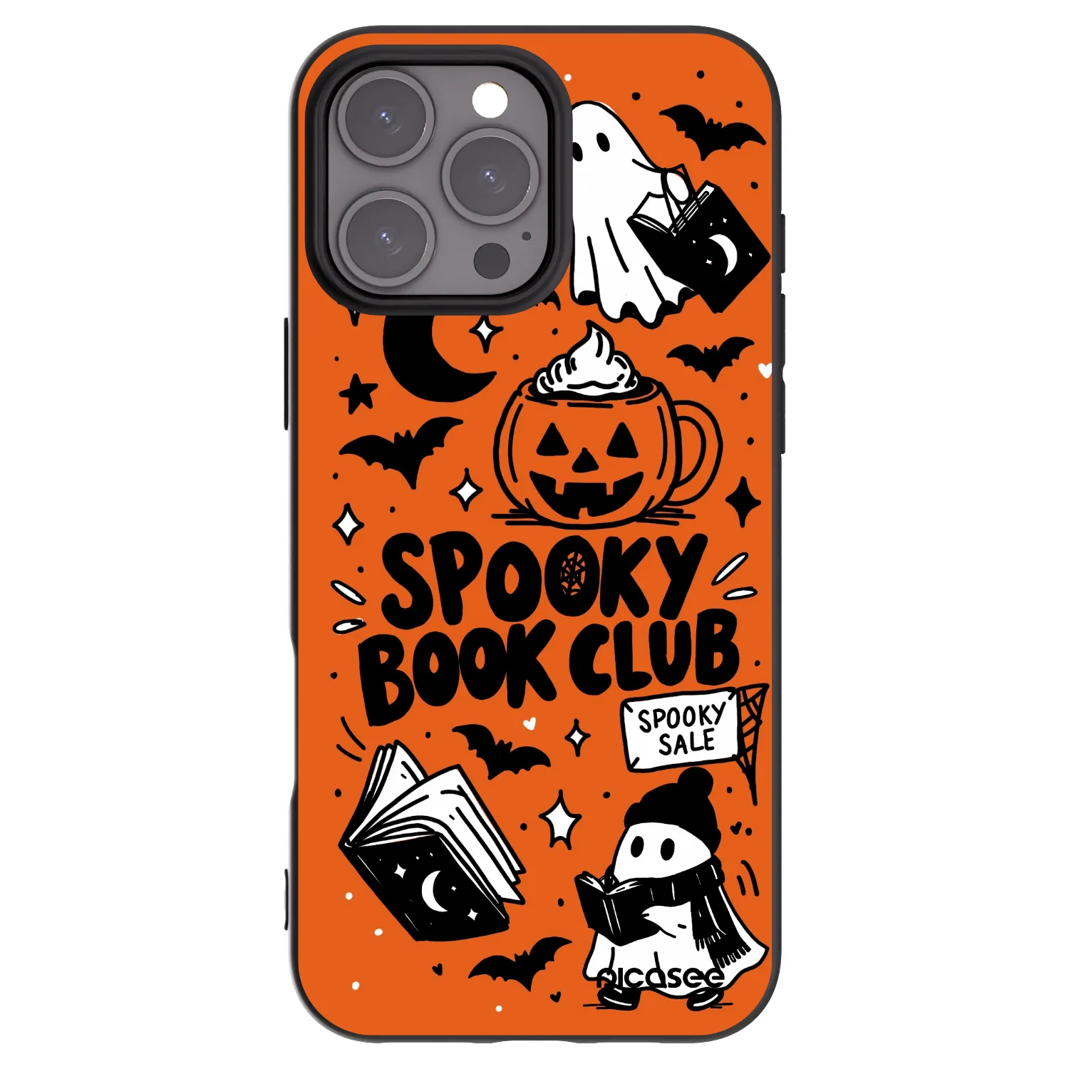 Picasee silikonový černý obal pro Apple iPhone 16 Pro Max - Spooky book club