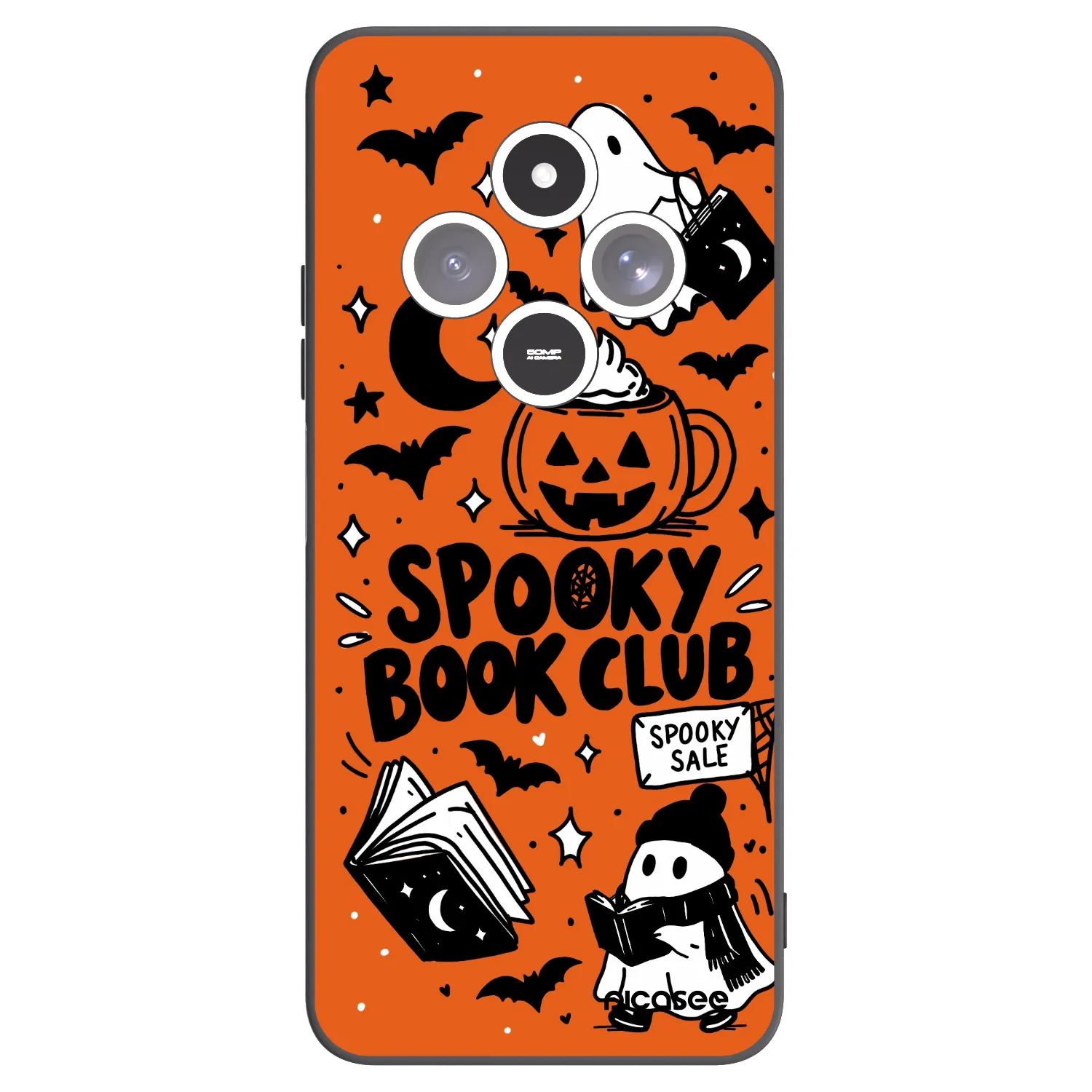 Picasee silikonový černý obal pro Xiaomi Redmi 14C - Spooky book club