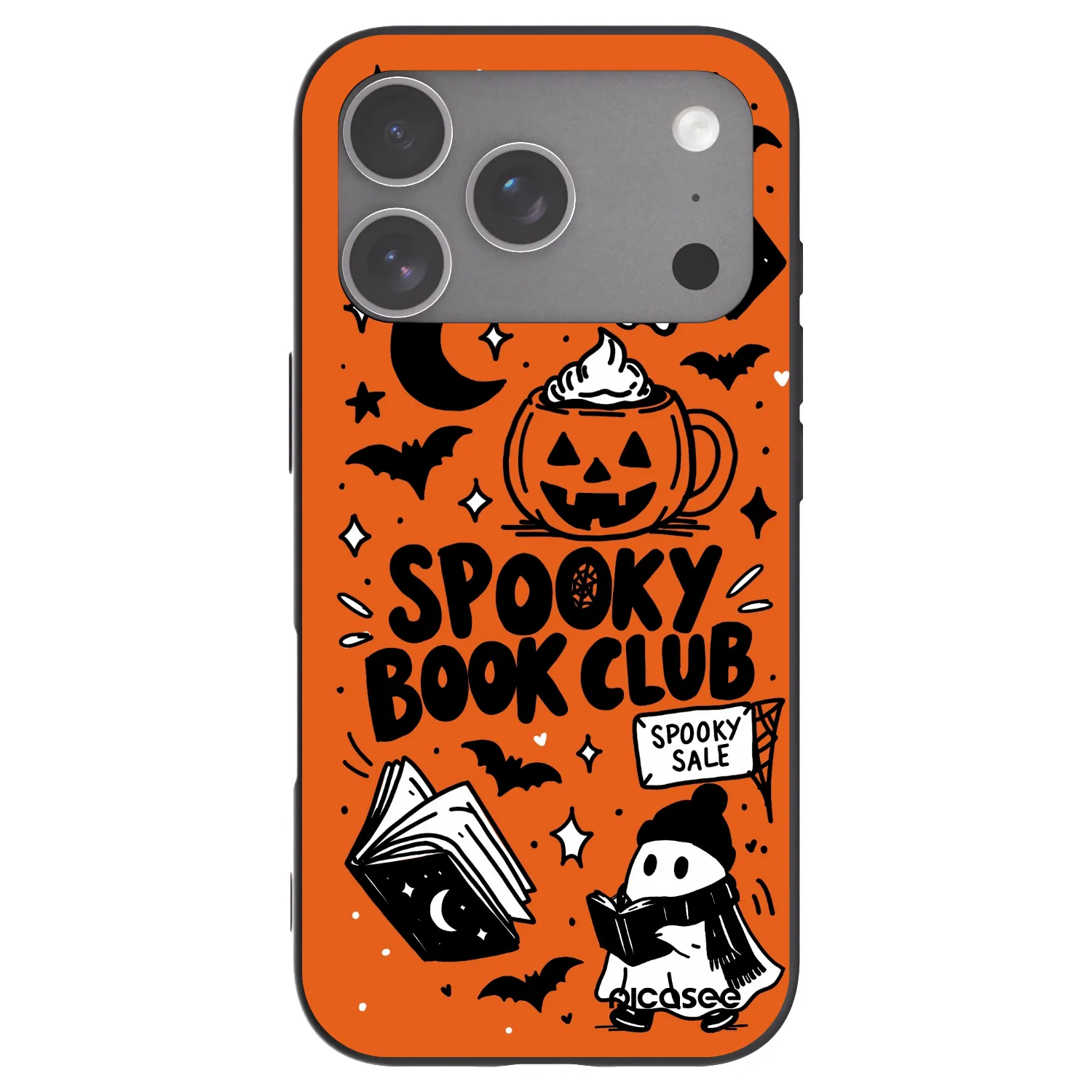 Picasee silikonový černý obal pro Apple iPhone 18 Pro - Spooky book club