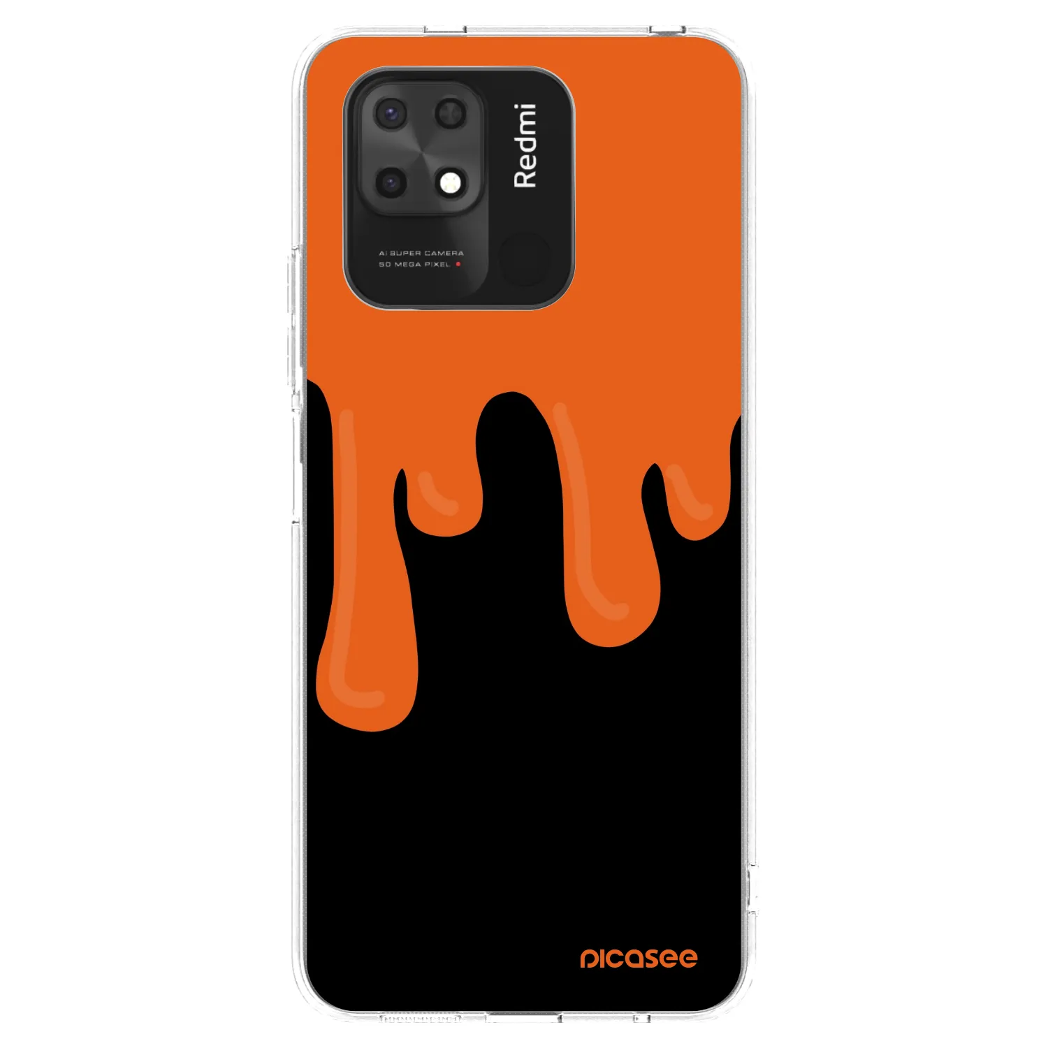 Picasee silikonový průhledný obal pro Xiaomi Redmi 10C - Orange spooky