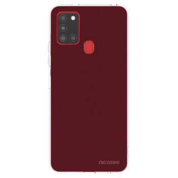 Picasee silikonový průhledný obal pro Samsung Galaxy A21s - Burgundy red