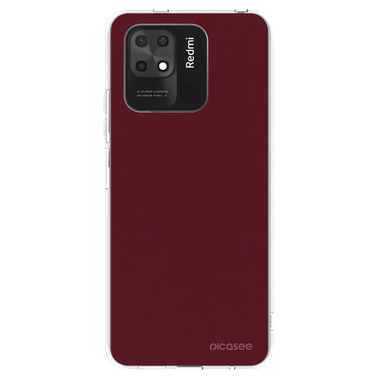 Picasee silikonový průhledný obal pro Xiaomi Redmi 10C - Burgundy red