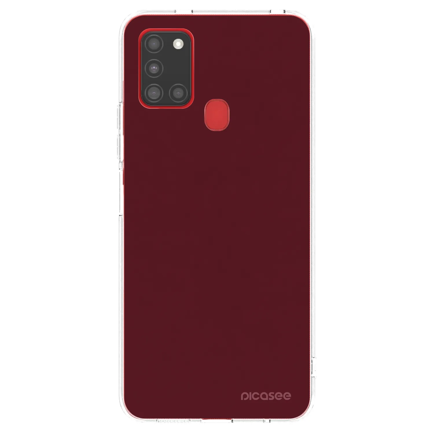 Picasee silikonový průhledný obal pro Samsung Galaxy A21s - Burgundy red