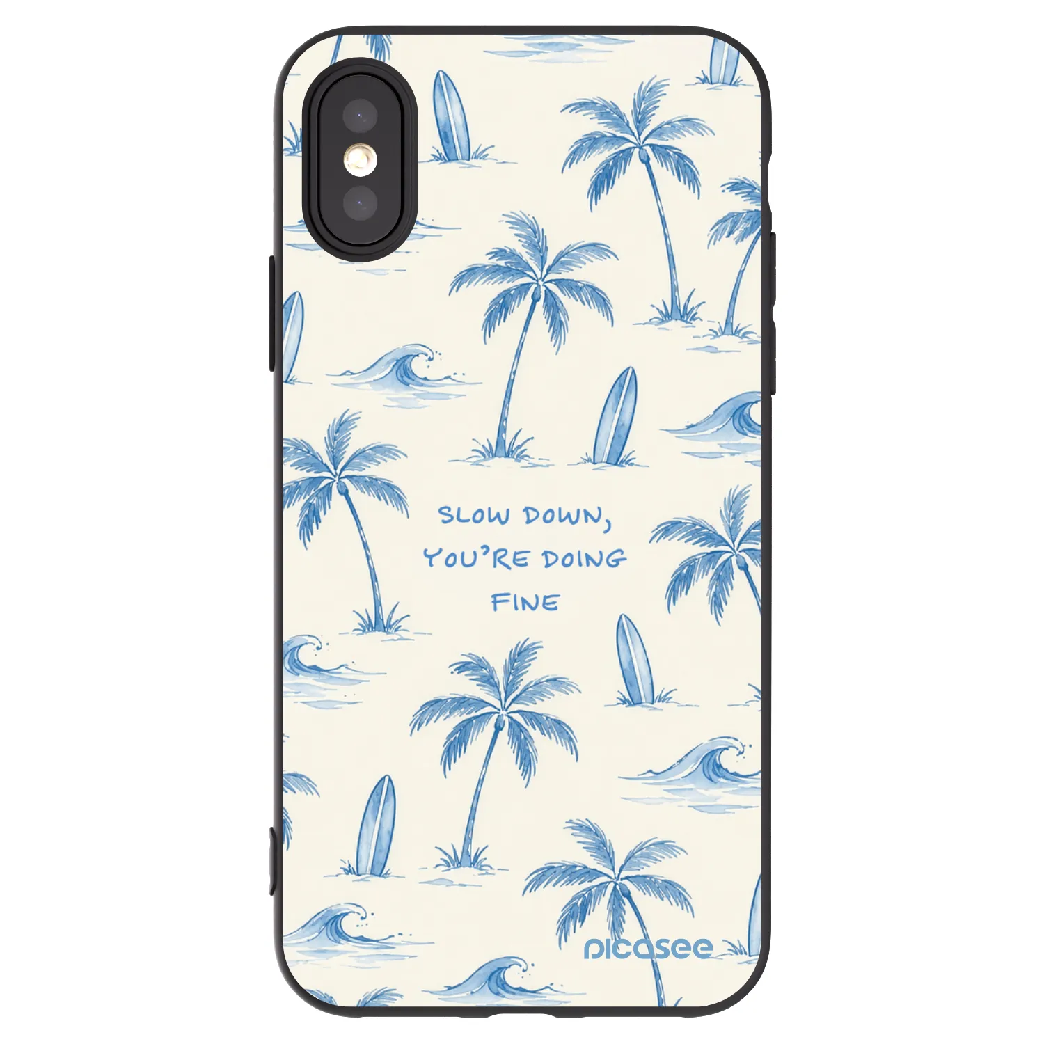 Picasee silikonový černý obal pro Apple iPhone X/XS - Slow Tide