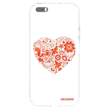 Picasee silikonový průhledný obal pro Apple iPhone 5/5S/SE - Velké srdce