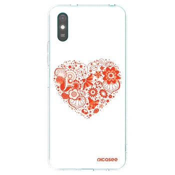 Picasee silikonový průhledný obal pro Xiaomi Redmi 9A - Velké srdce