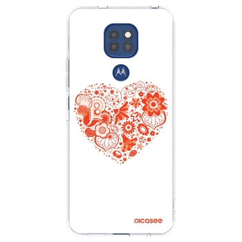 Picasee silikonový průhledný obal pro Motorola Moto G9 Play - Velké srdce