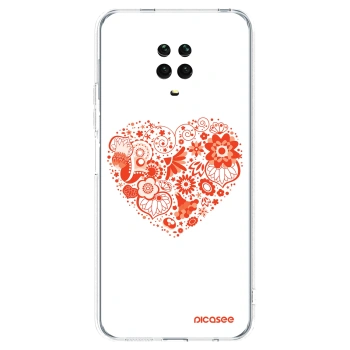 Picasee silikonový průhledný obal pro Xiaomi Redmi Note 9 Pro - Velké srdce