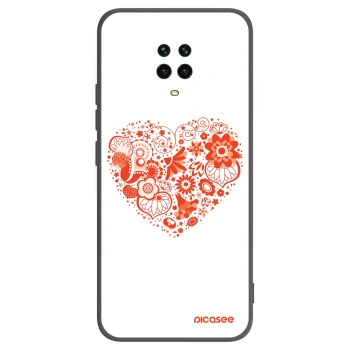 Picasee silikonový černý obal pro Xiaomi Redmi Note 9 Pro - Velké srdce