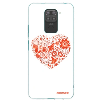 Picasee silikonový černý obal pro Xiaomi Redmi Note 9 - Velké srdce