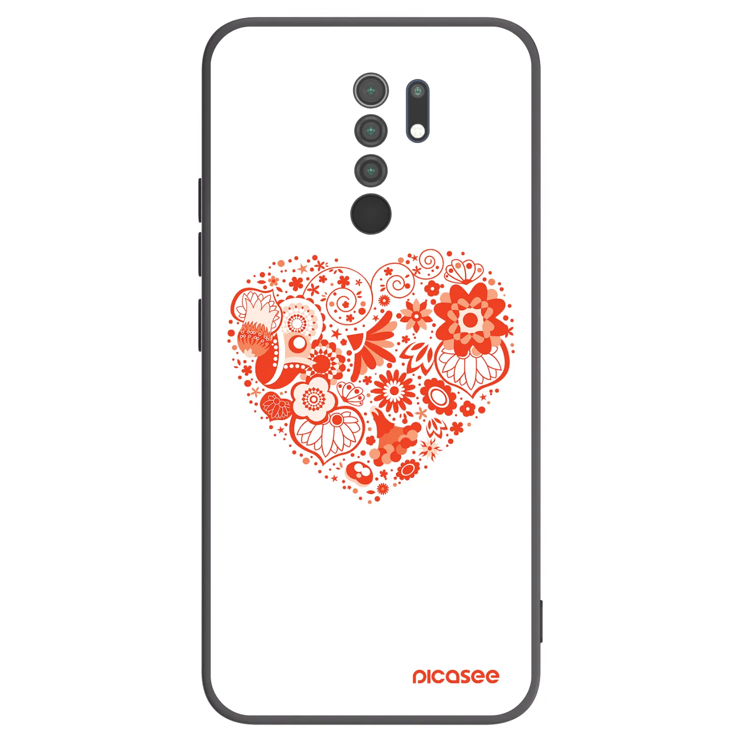 Picasee silikonový černý obal pro Xiaomi Redmi 9 - Velké srdce