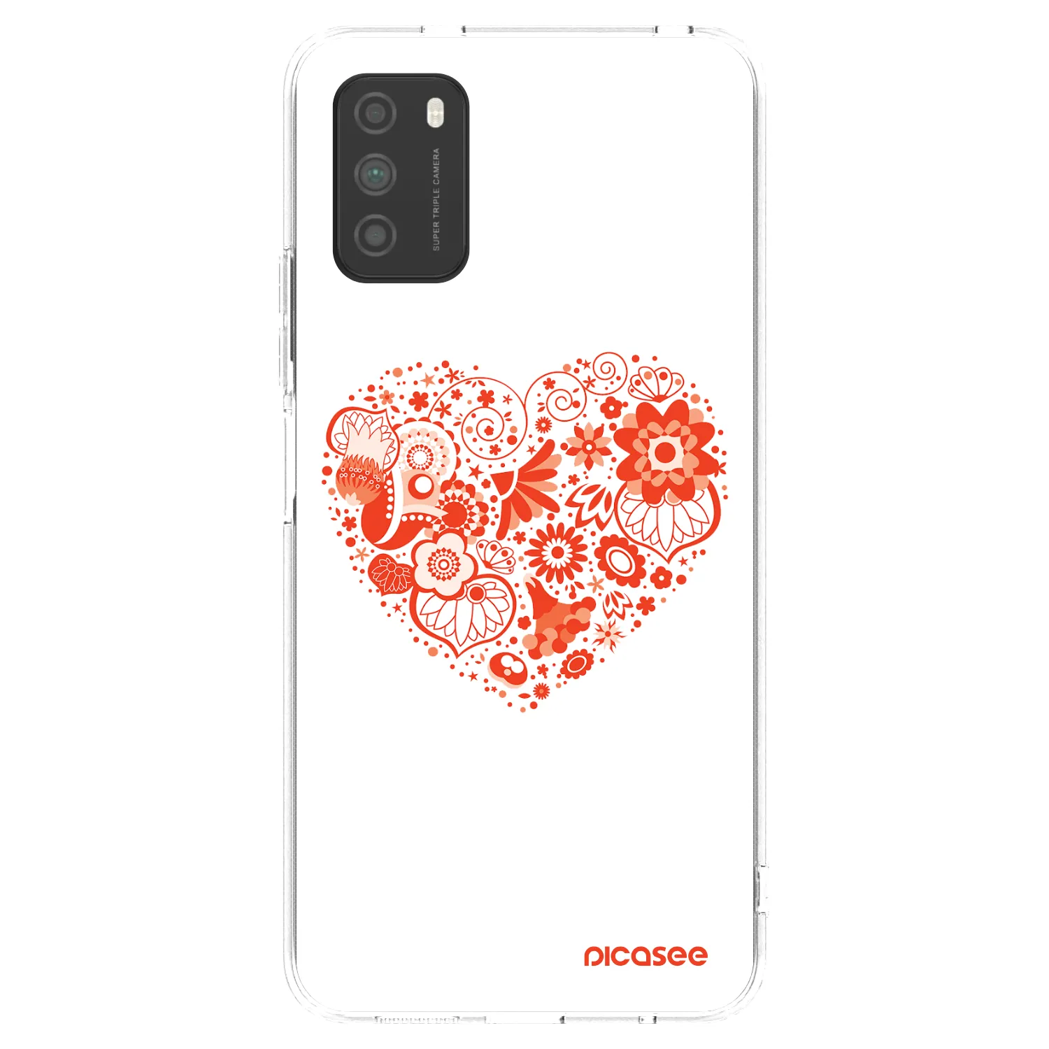 Picasee silikonový průhledný obal pro Xiaomi Poco M3 - Velké srdce