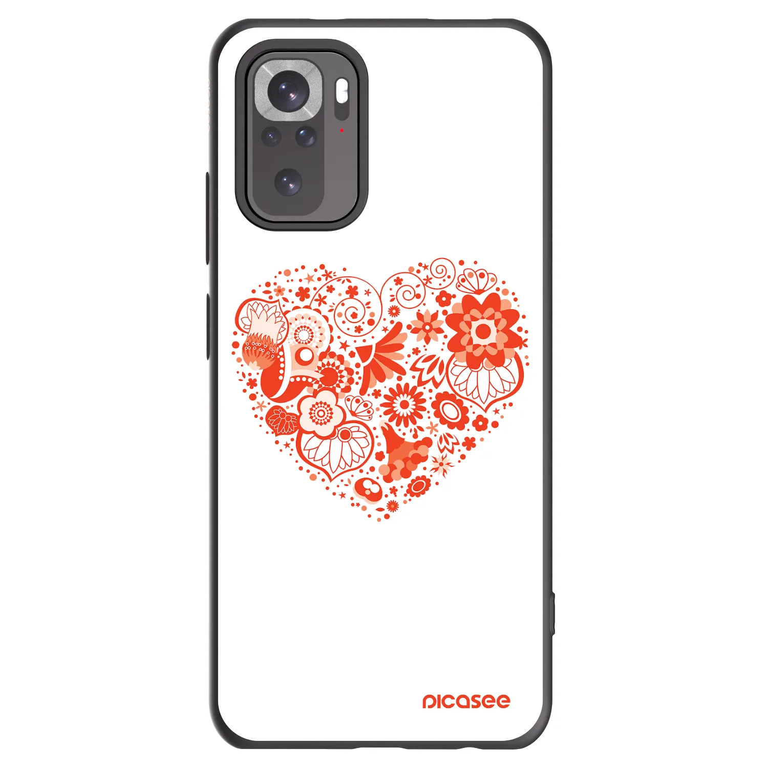 Picasee silikonový černý obal pro Xiaomi Redmi Note 10 - Velké srdce
