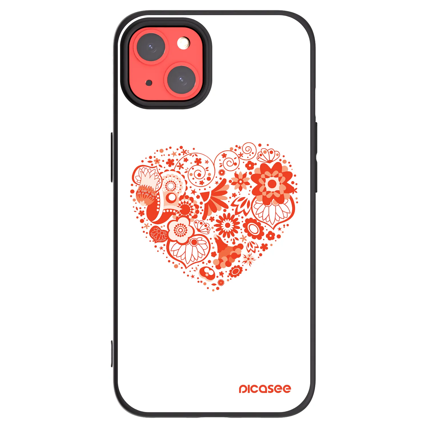 Picasee silikonový černý obal pro Apple iPhone 13 - Velké srdce