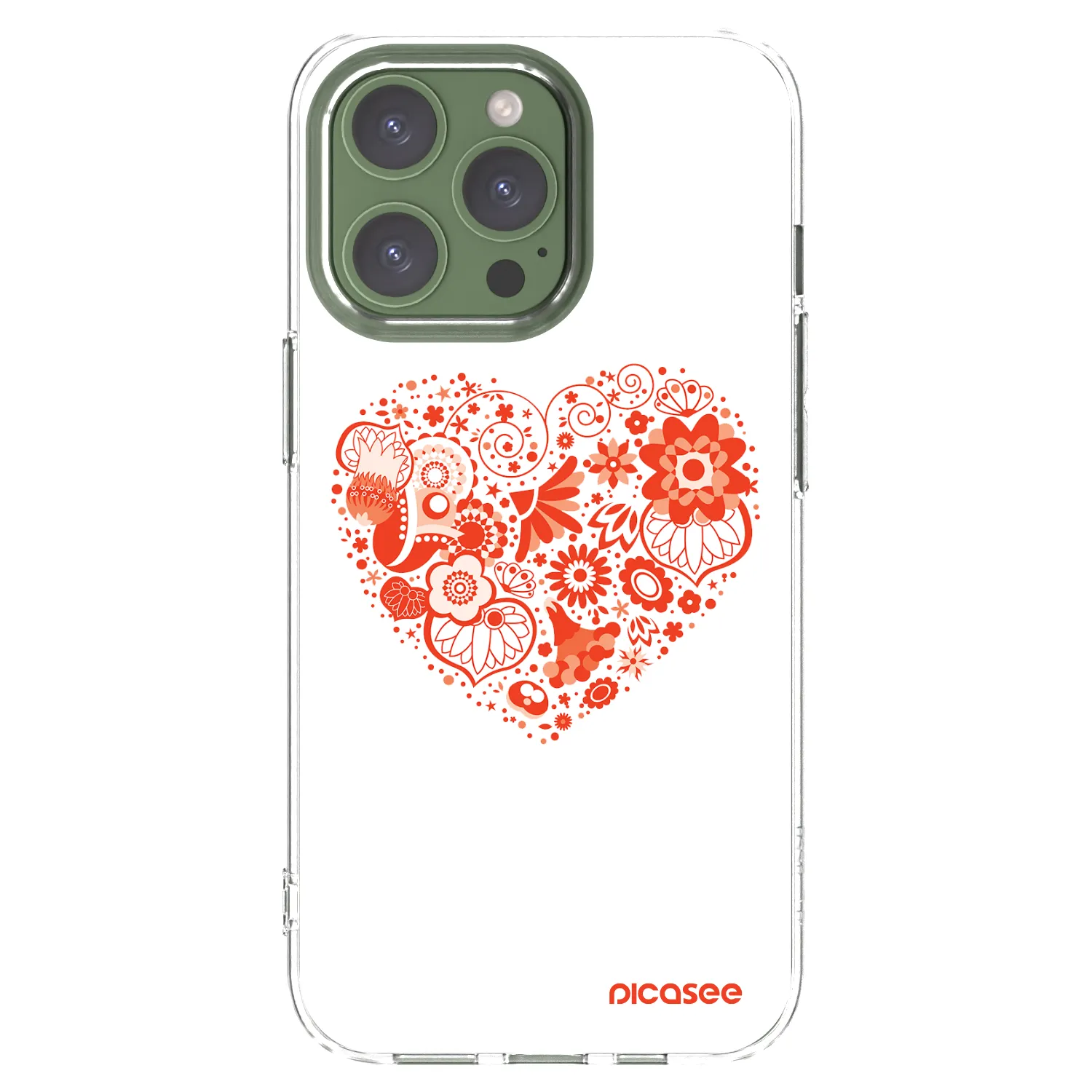 Picasee silikonový průhledný obal pro Apple iPhone 13 Pro - Velké srdce