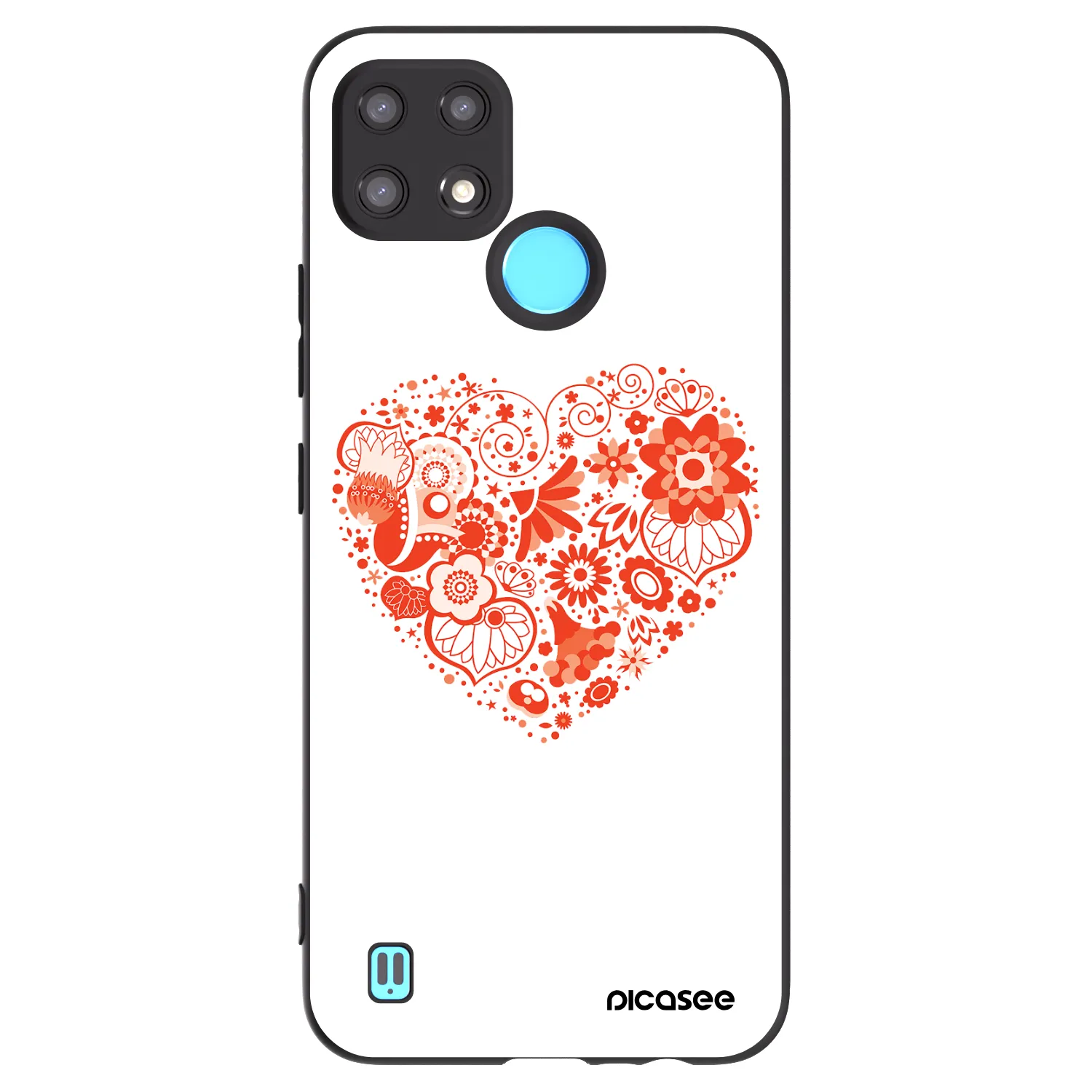 Picasee silikonový černý obal pro Realme C21 - Velké srdce
