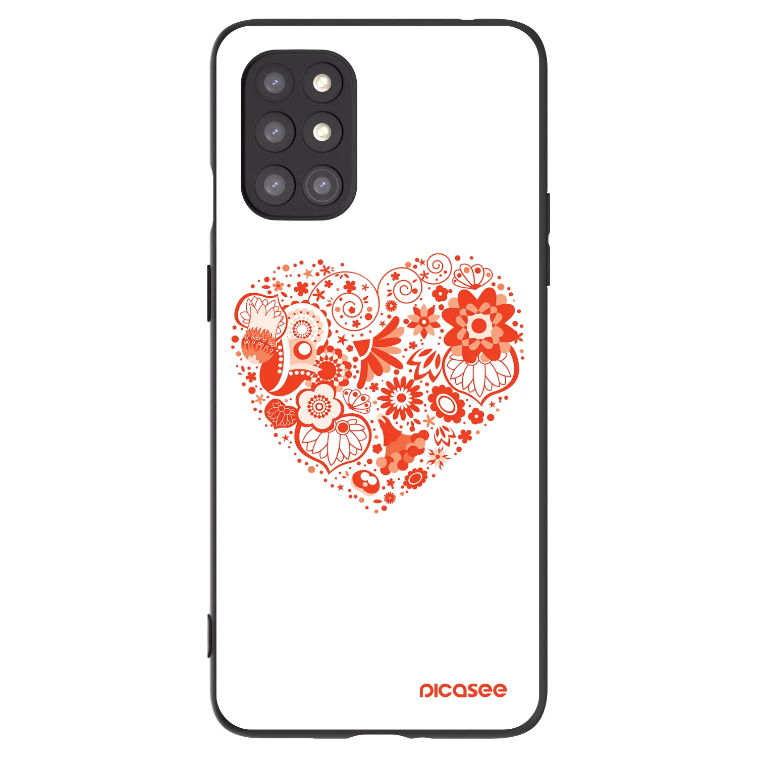Picasee silikonový černý obal pro OnePlus 8T - Velké srdce