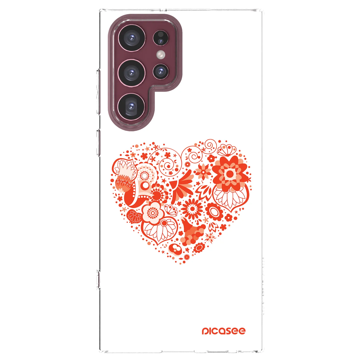 Picasee silikonový průhledný obal pro Samsung Galaxy S22 Ultra 5G - Velké srdce