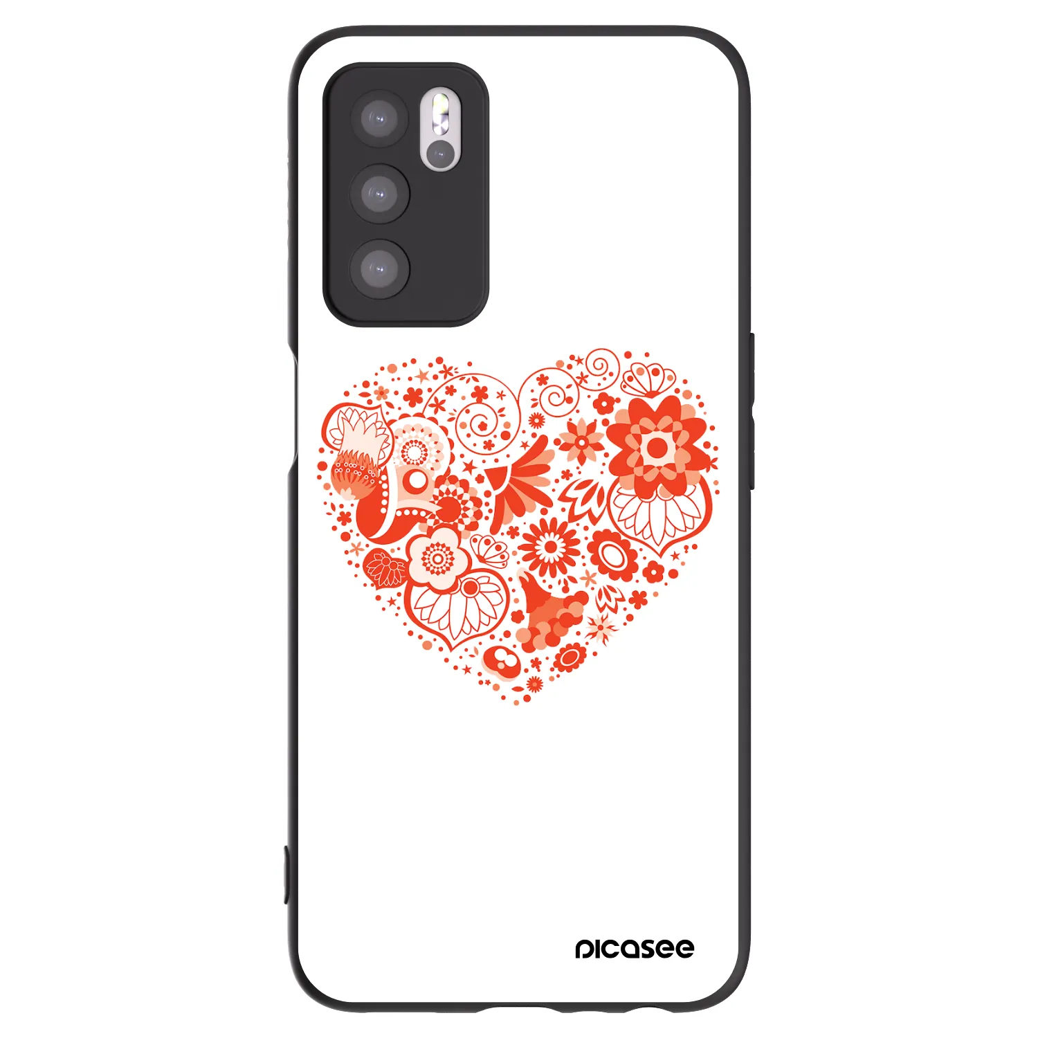 Picasee silikonový černý obal pro OPPO A16 - Velké srdce