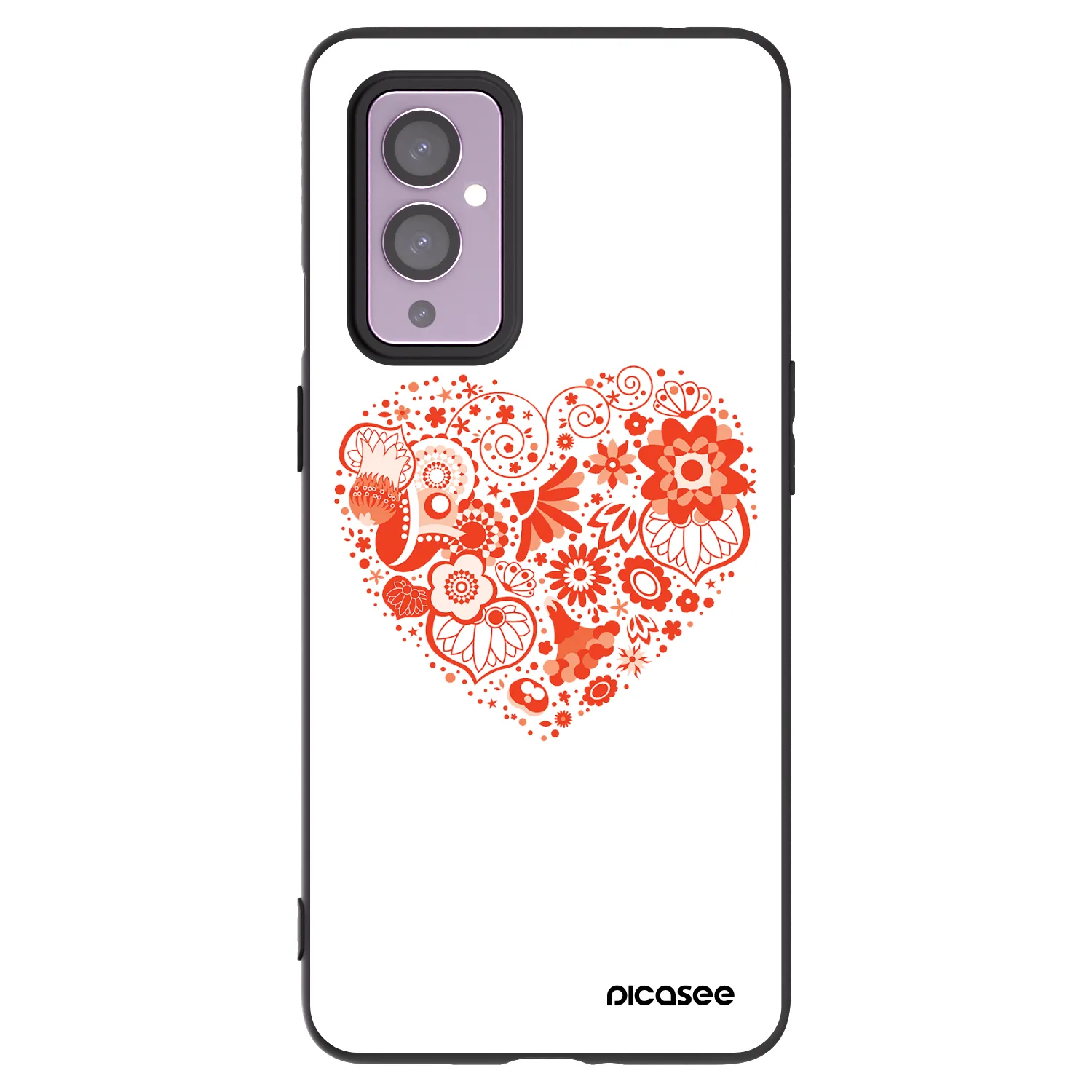 Picasee silikonový černý obal pro OnePlus 9 - Velké srdce