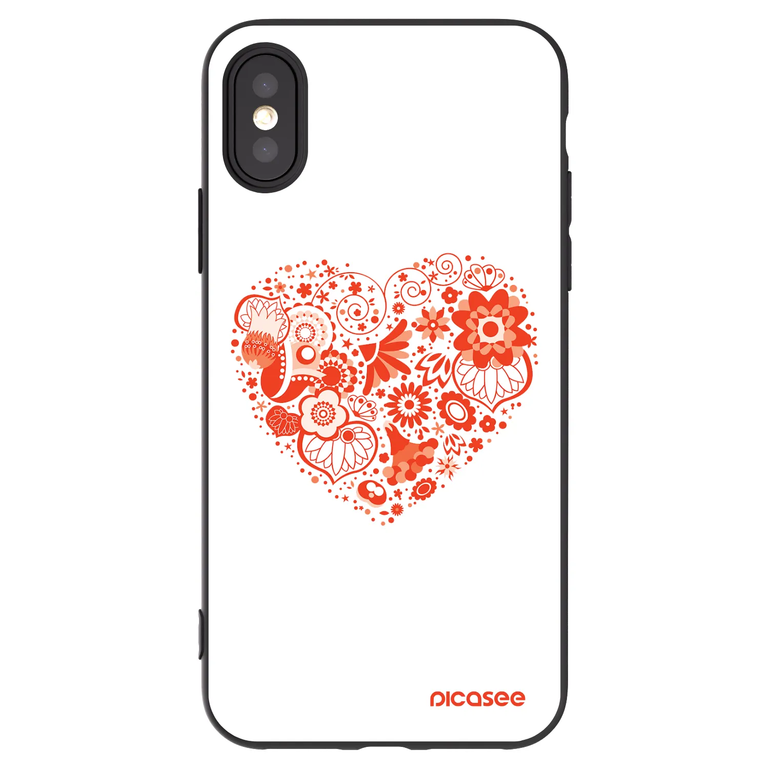 Picasee silikonový černý obal pro Apple iPhone X/XS - Velké srdce