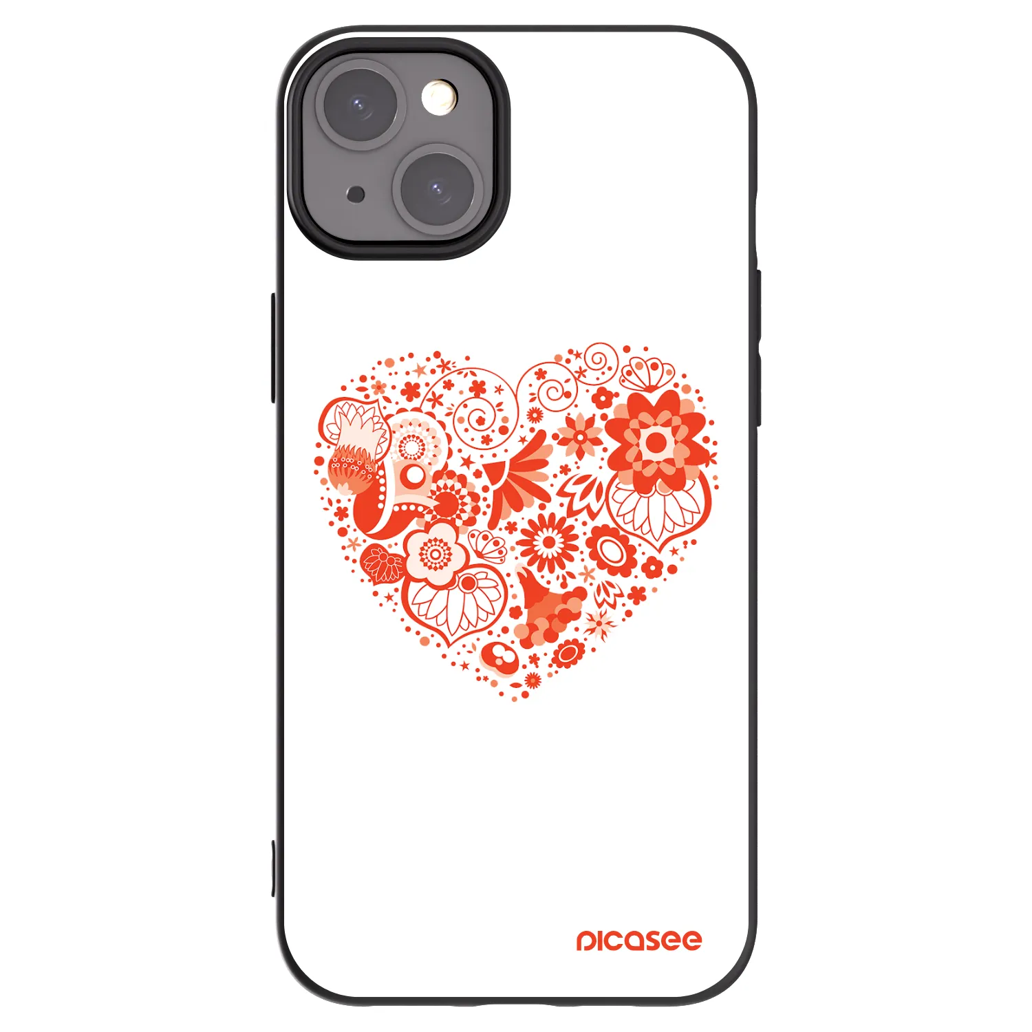 Picasee silikonový černý obal pro Apple iPhone 15 Plus - Velké srdce