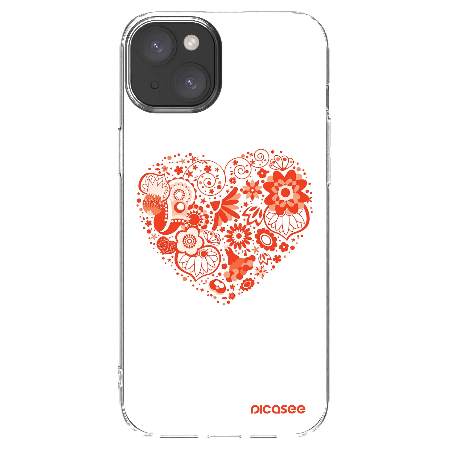Picasee silikonový průhledný obal pro Apple iPhone 15 Plus - Velké srdce