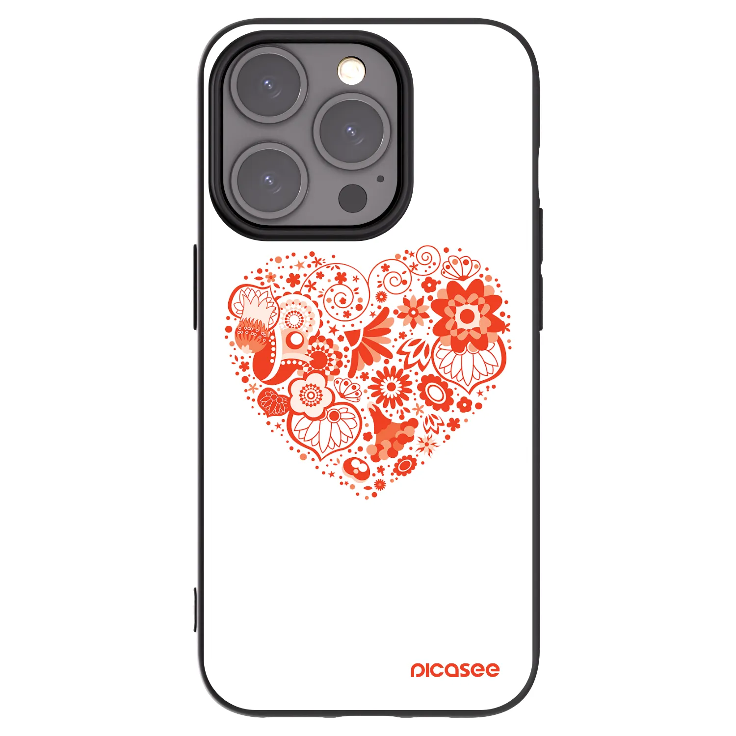 Picasee silikonový černý obal pro Apple iPhone 15 Pro - Velké srdce