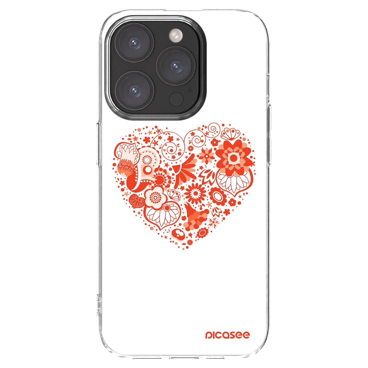 Picasee silikonový průhledný obal pro Apple iPhone 15 Pro - Velké srdce