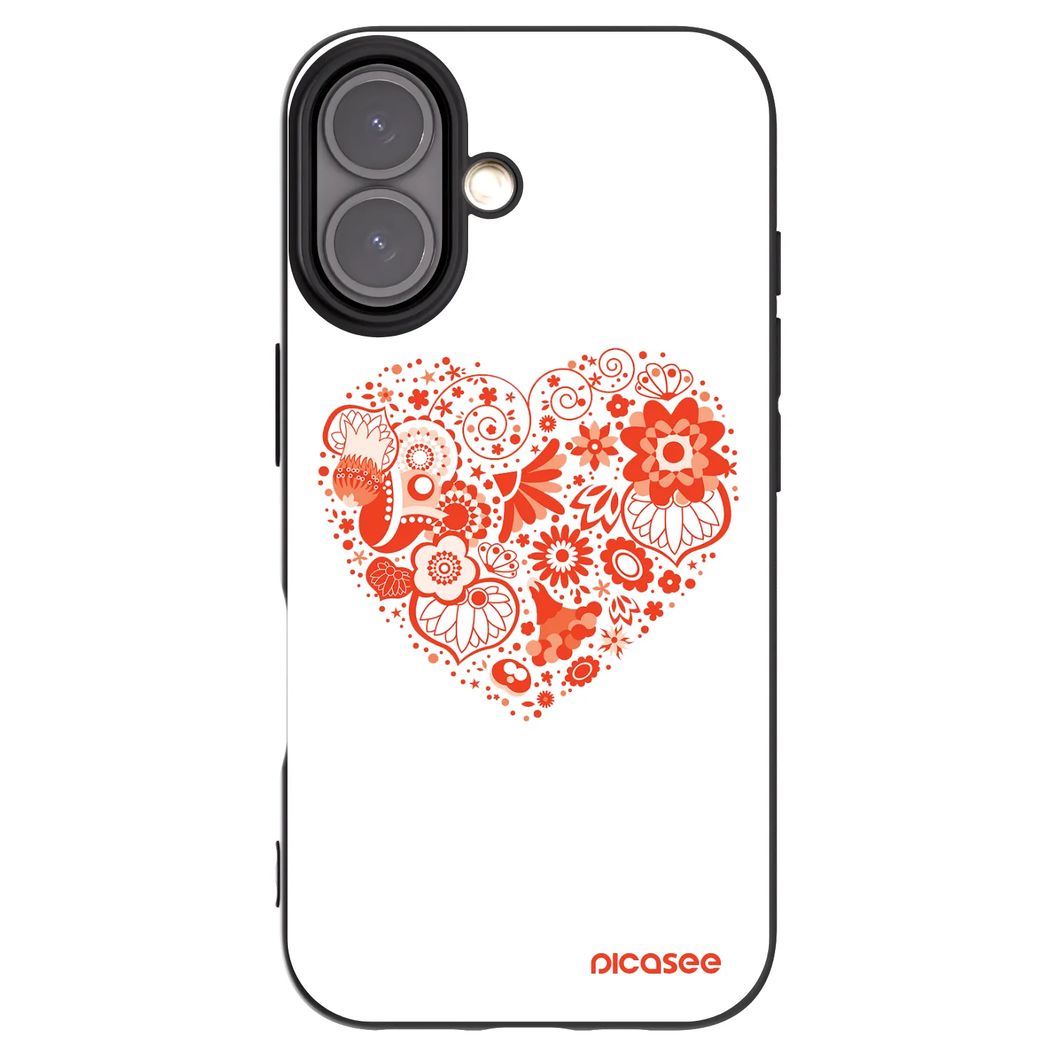 Picasee silikonový černý obal pro Apple iPhone 16 - Velké srdce
