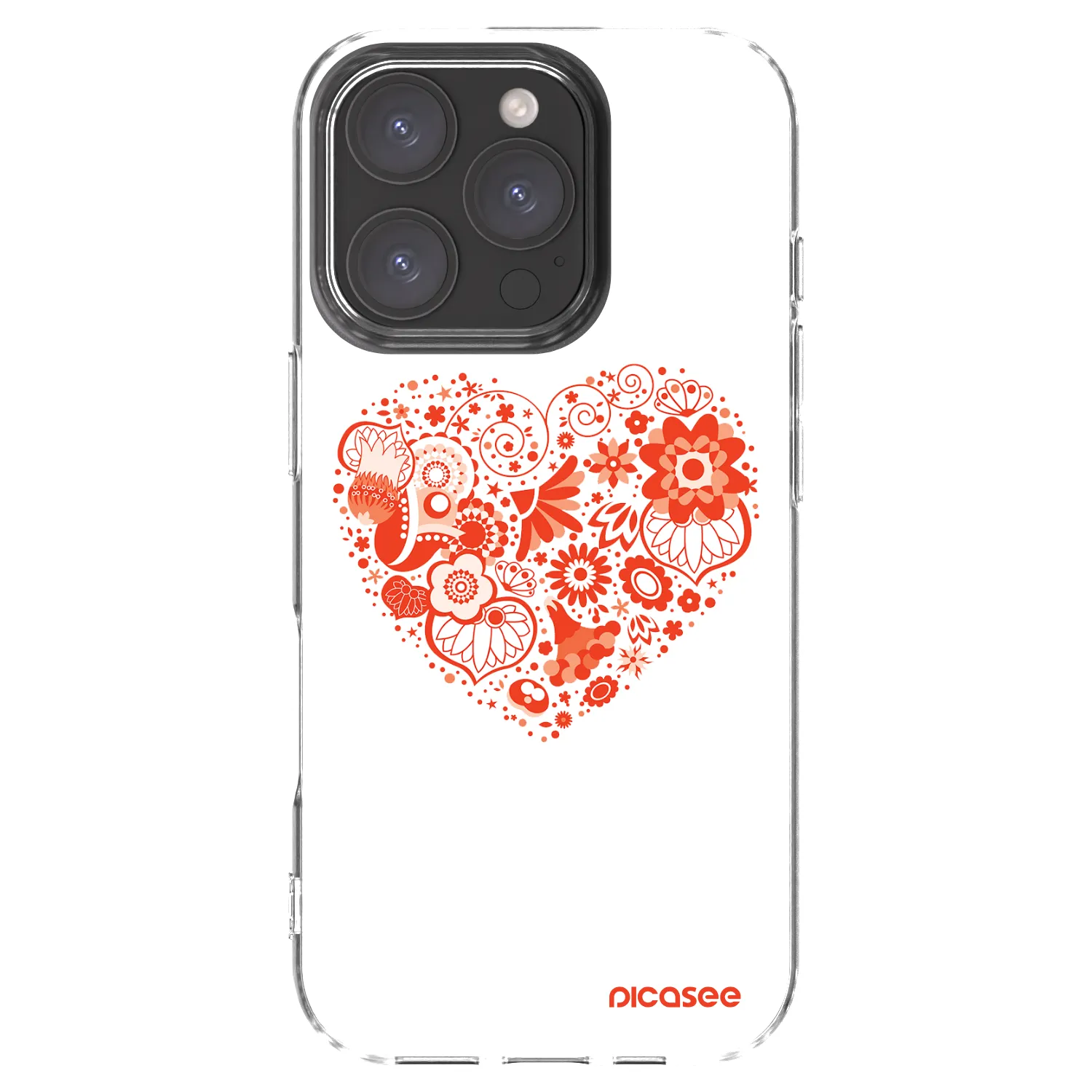 Picasee silikonový průhledný obal pro Apple iPhone 16 Pro - Velké srdce