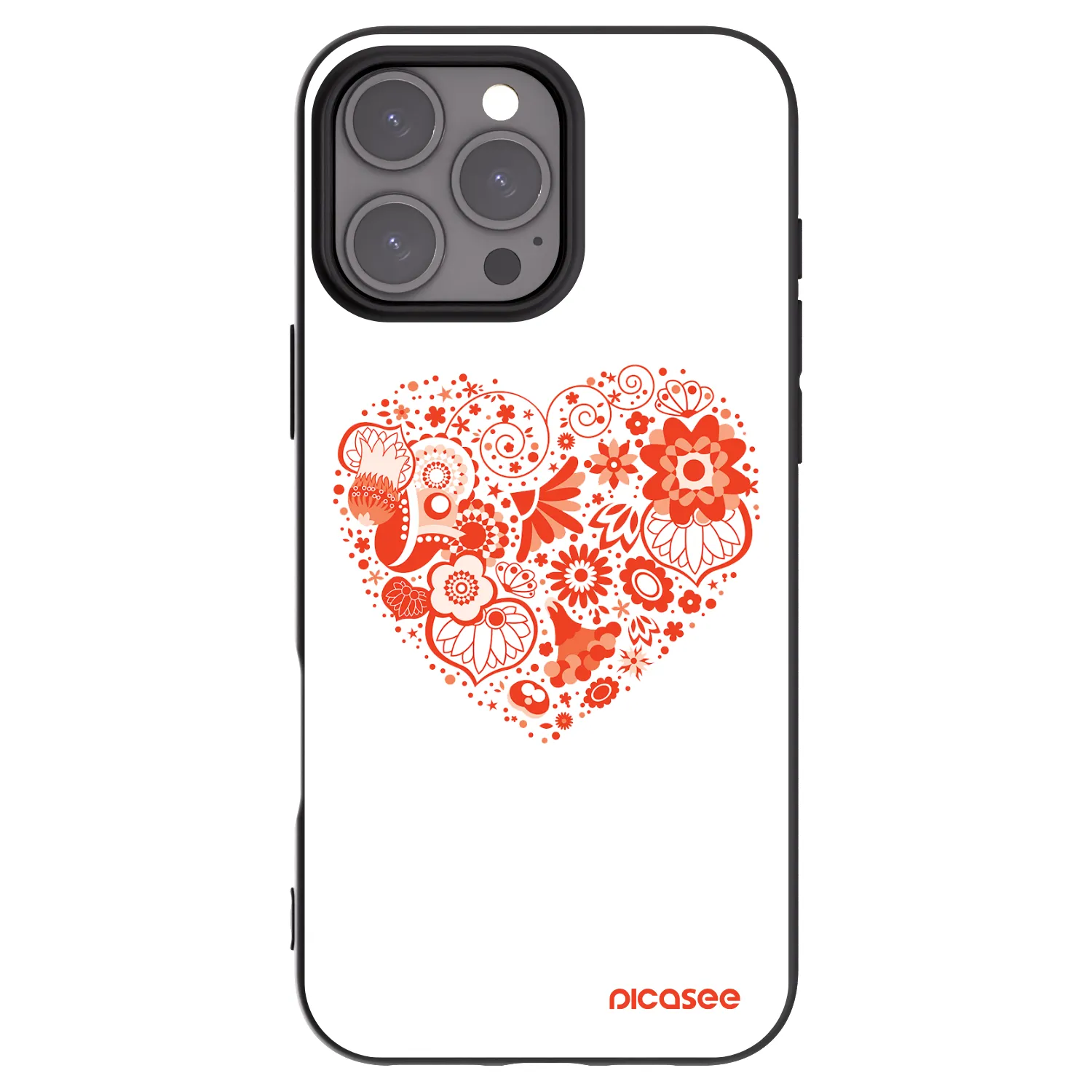 Picasee silikonový černý obal pro Apple iPhone 16 Pro Max - Velké srdce