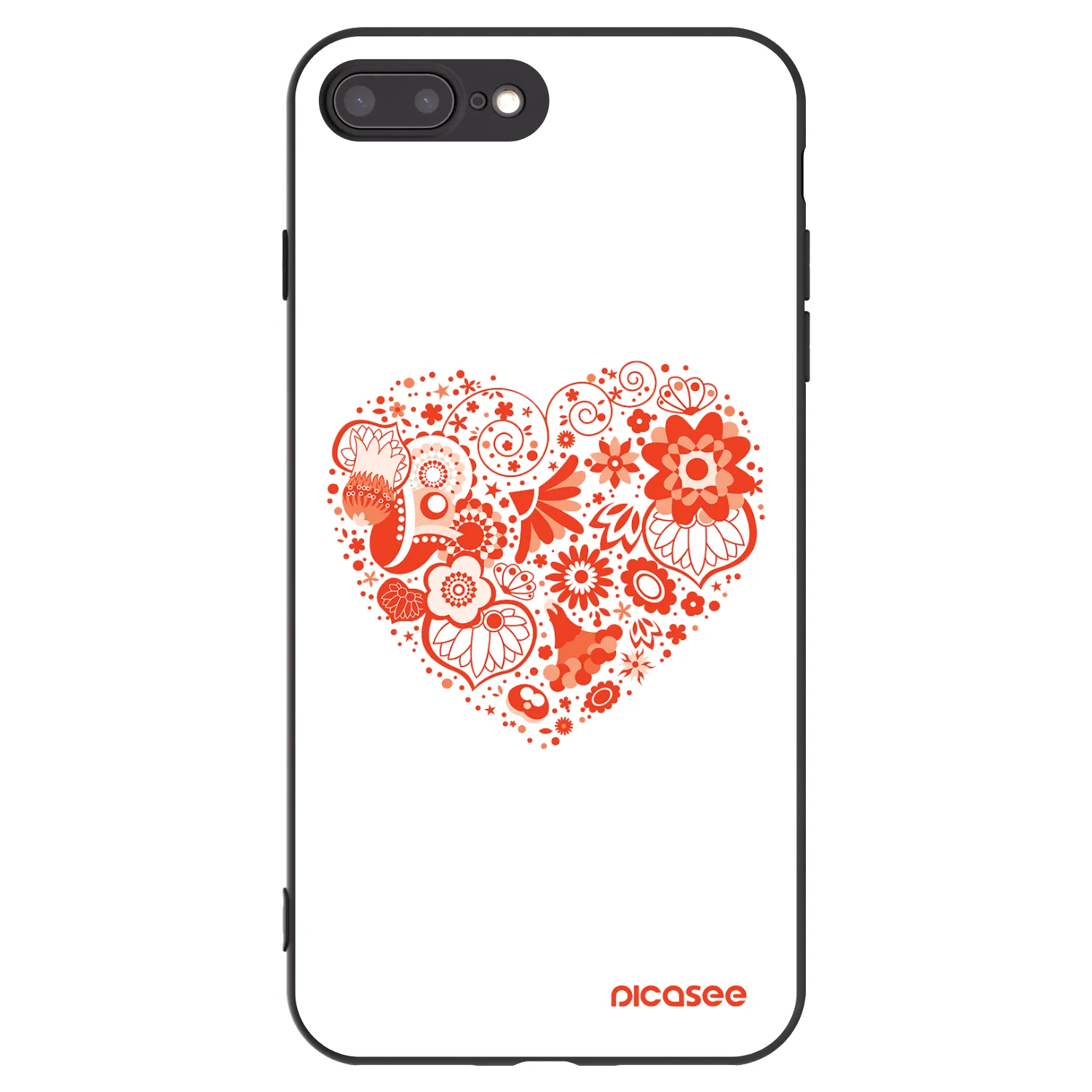 Picasee silikonový černý obal pro Apple iPhone 8 Plus - Velké srdce