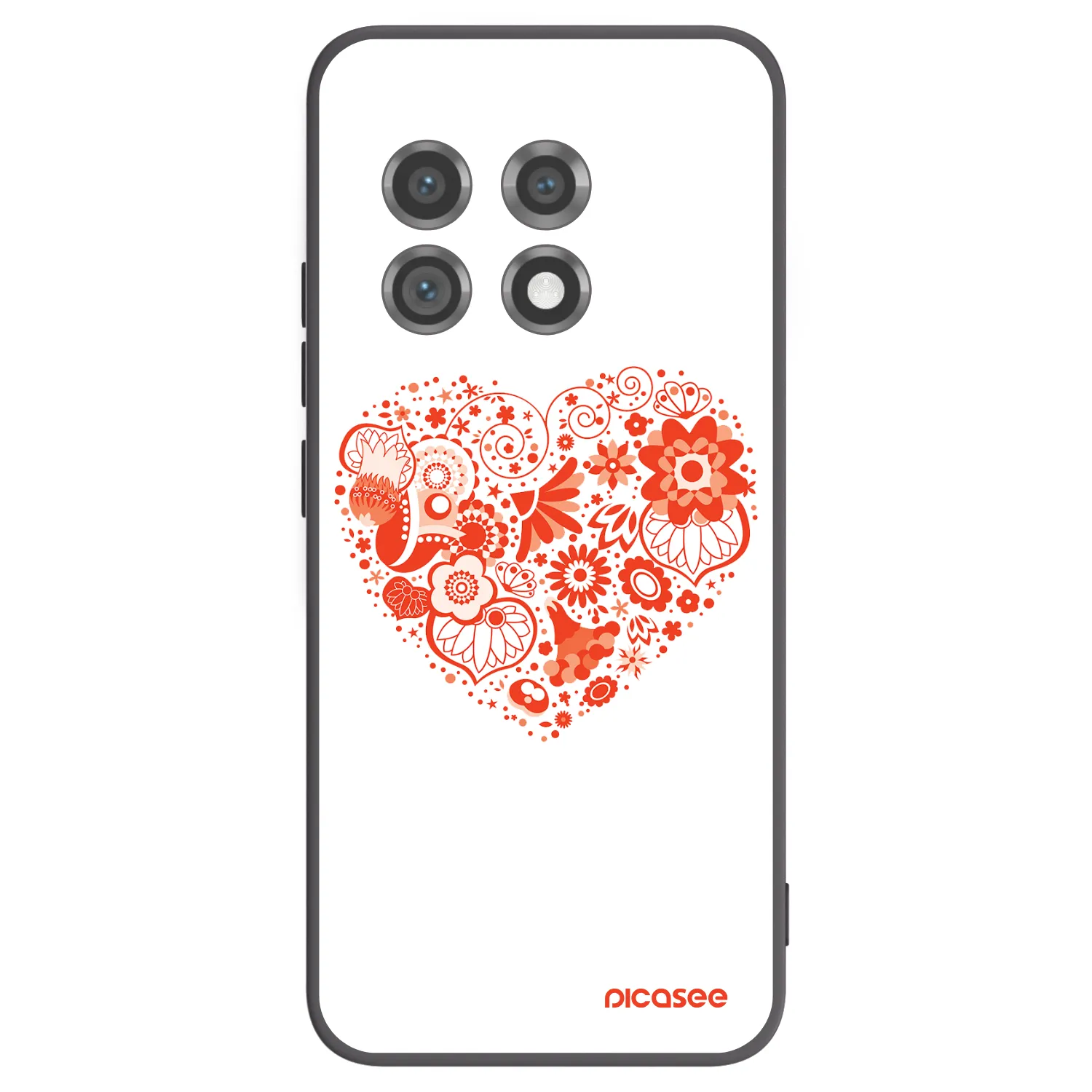 Picasee silikonový černý obal pro OnePlus 11 5G - Velké srdce