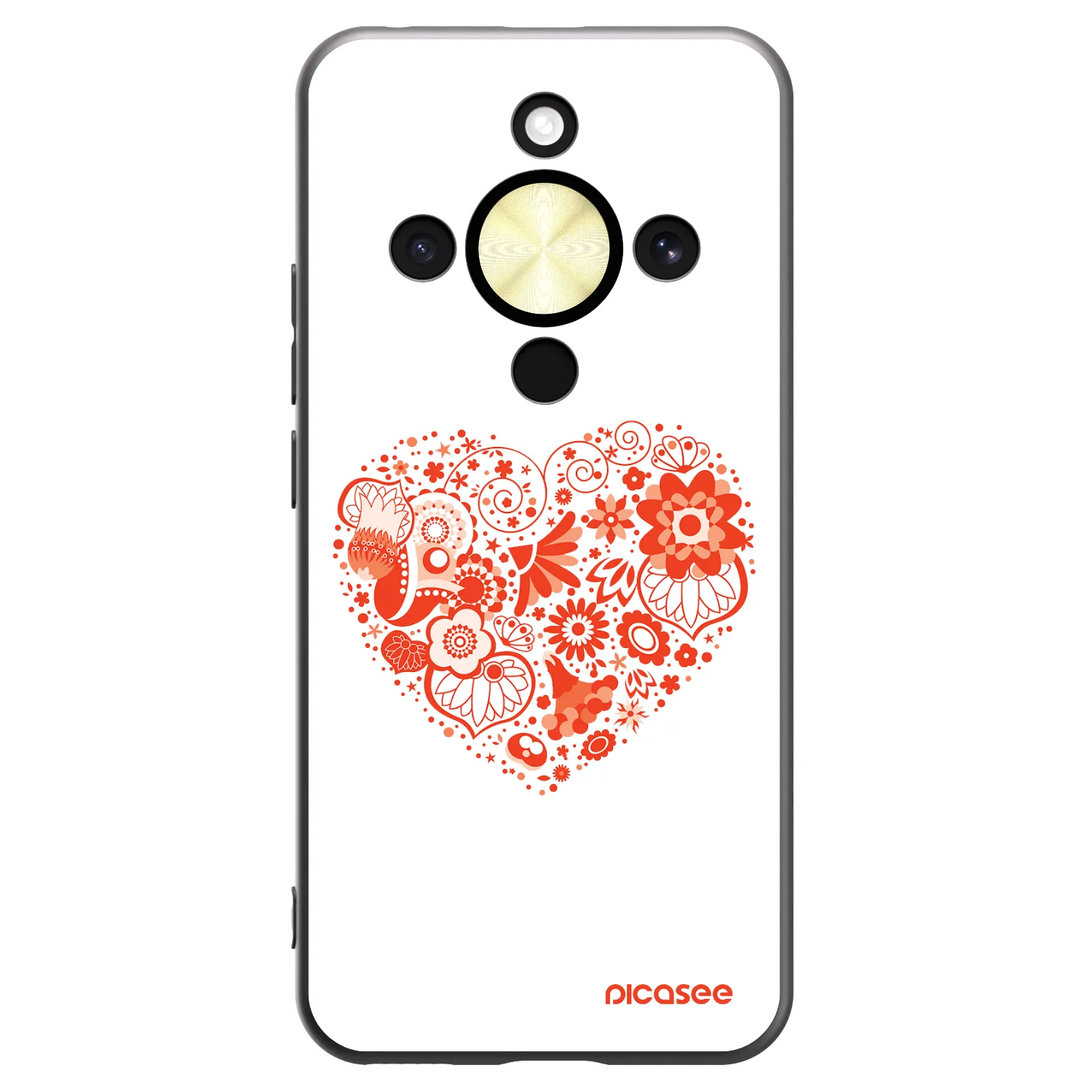 Picasee silikonový černý obal pro Honor Magic8 Lite 5G - Velké srdce