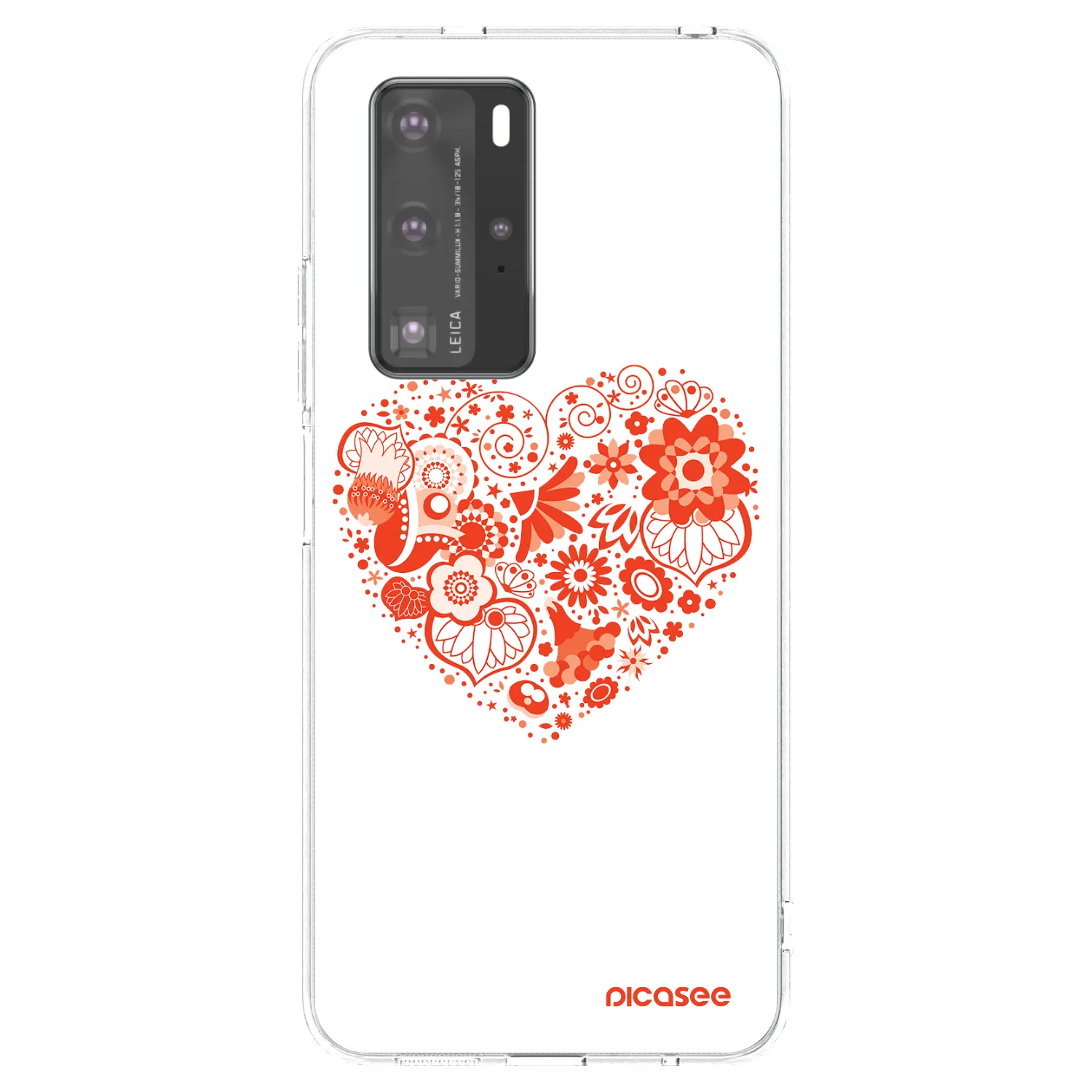 Picasee silikonový průhledný obal pro Huawei P40 Pro - Velké srdce