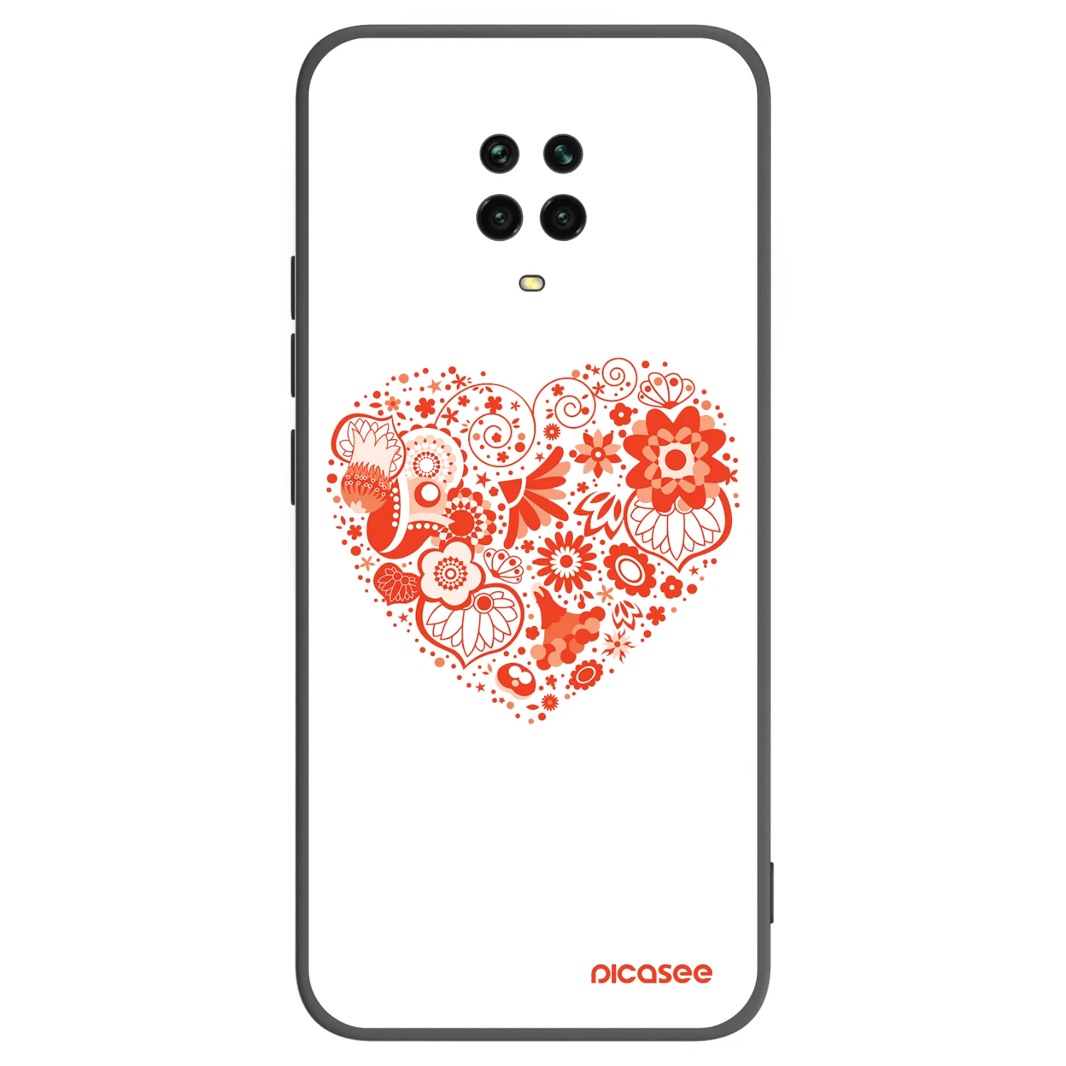 Picasee silikonový černý obal pro Xiaomi Redmi Note 9 Pro - Velké srdce