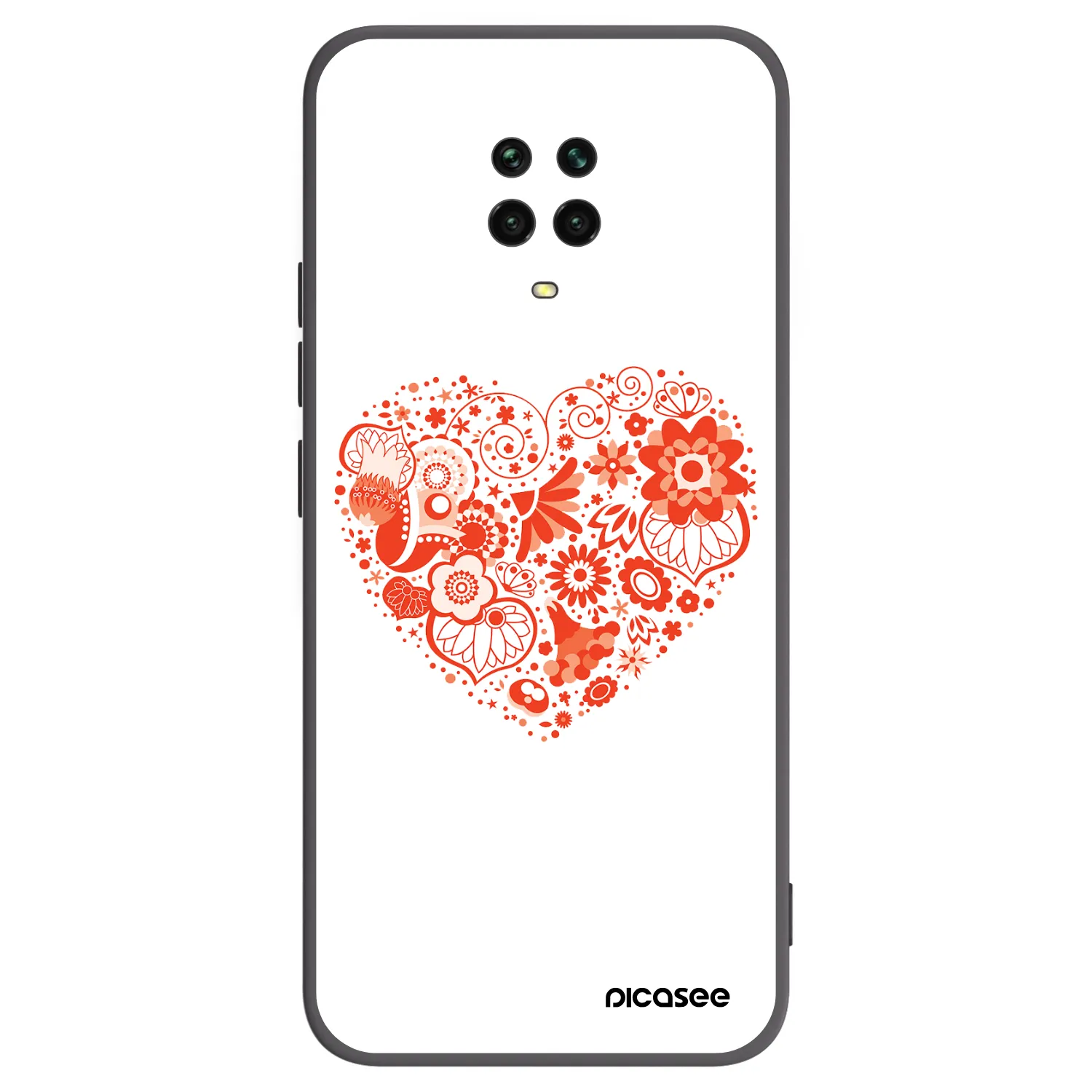 Picasee silikonový černý obal pro Xiaomi Redmi Note 9S - Velké srdce