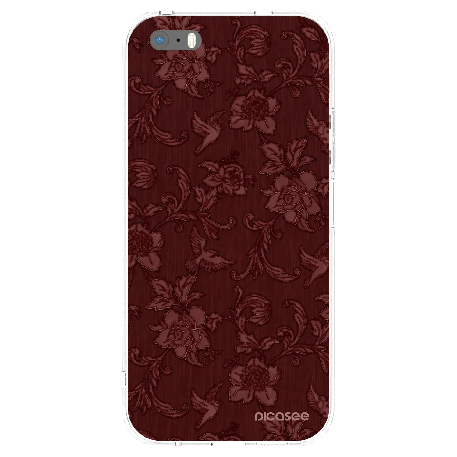 Picasee silikonový průhledný obal pro Apple iPhone 5/5S/SE - Red Elegance