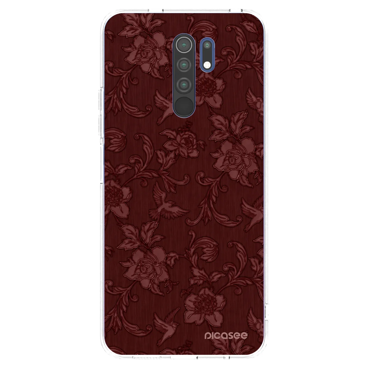 Picasee silikonový průhledný obal pro Xiaomi Redmi 9 - Red Elegance