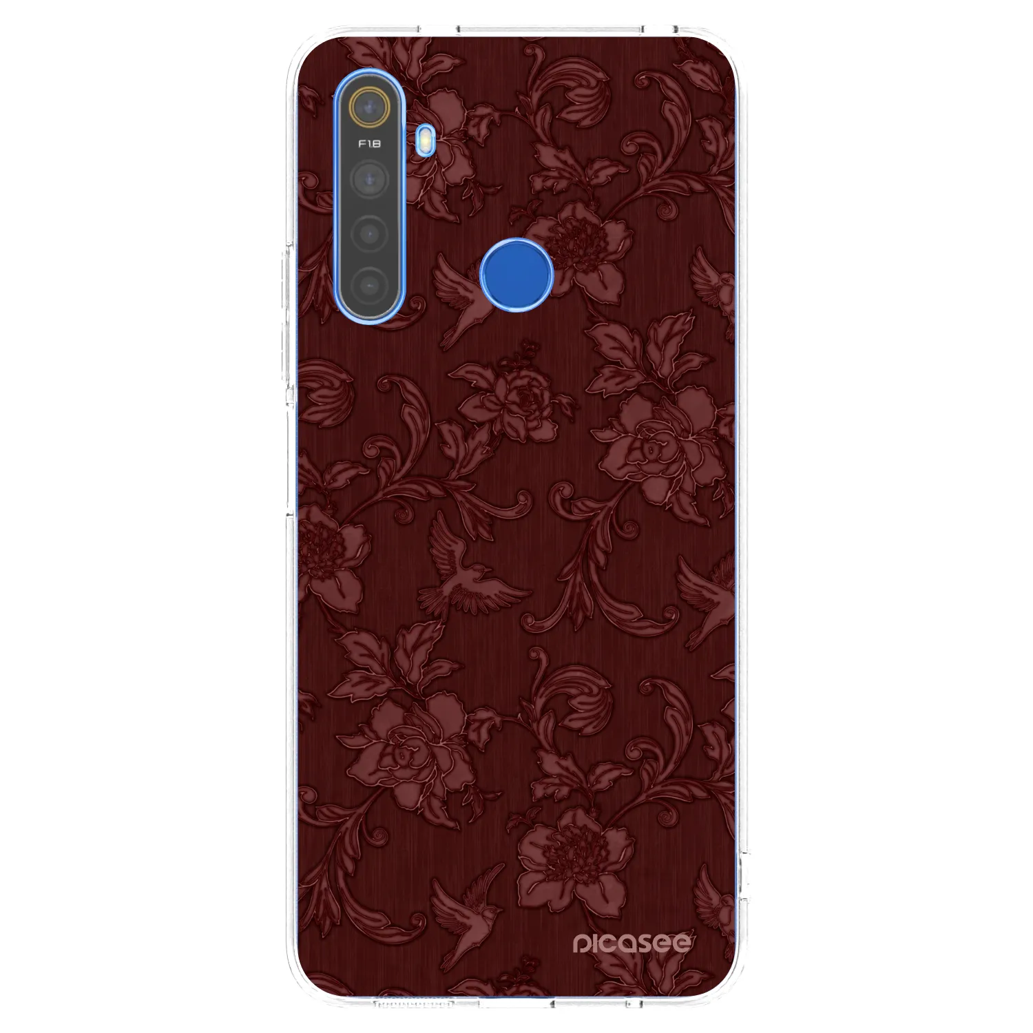 Picasee silikonový průhledný obal pro Realme 5 - Red Elegance