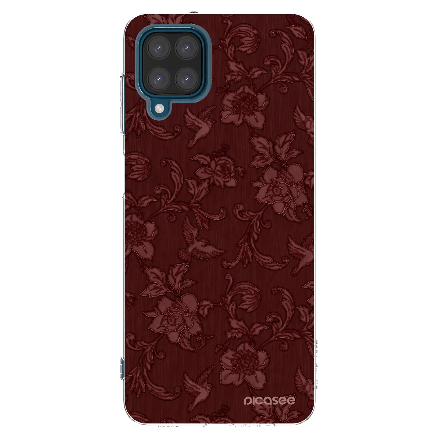 Picasee silikonový průhledný obal pro Samsung Galaxy A12 A125F - Red Elegance