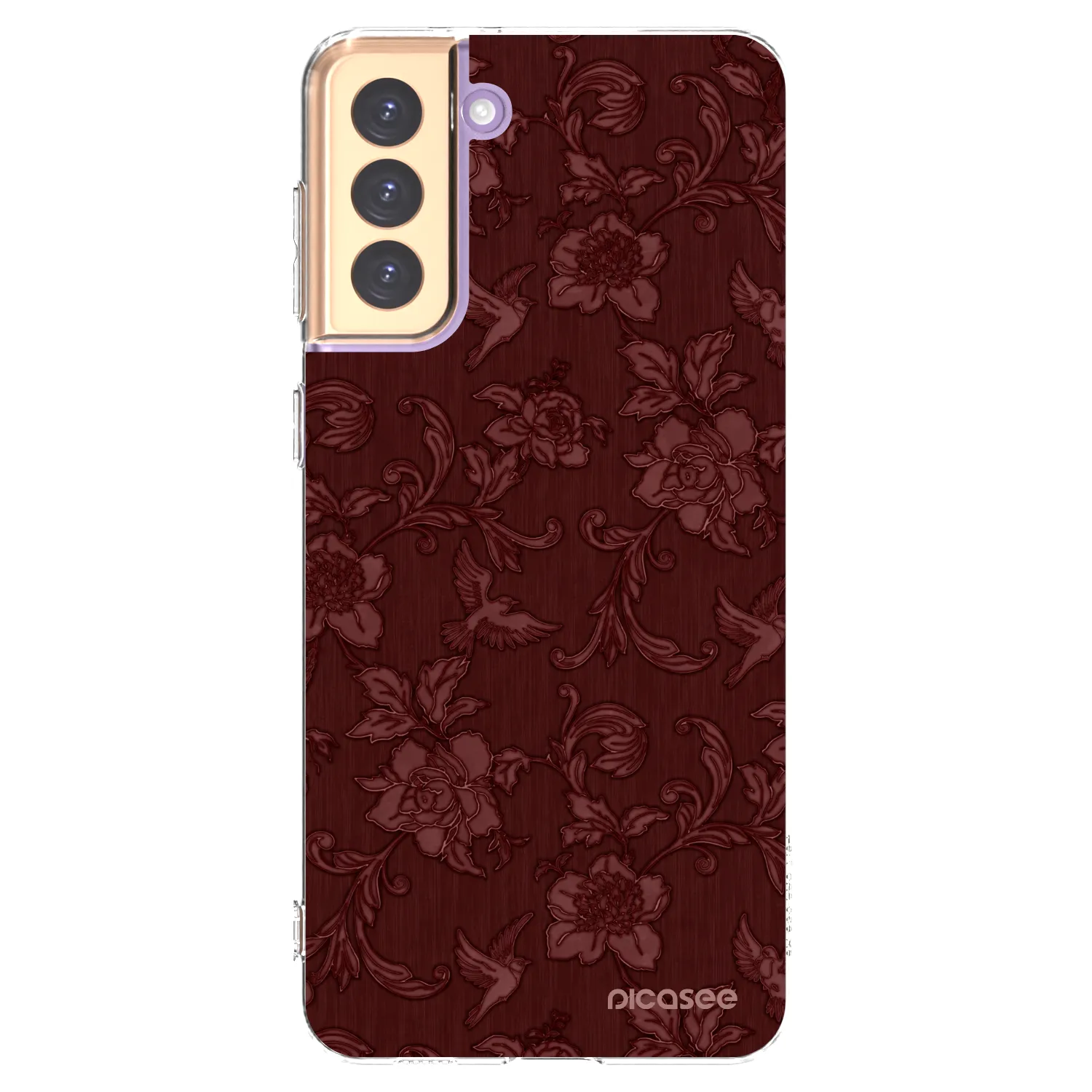 Picasee silikonový průhledný obal pro Samsung Galaxy S21+ 5G G996F - Red Elegance