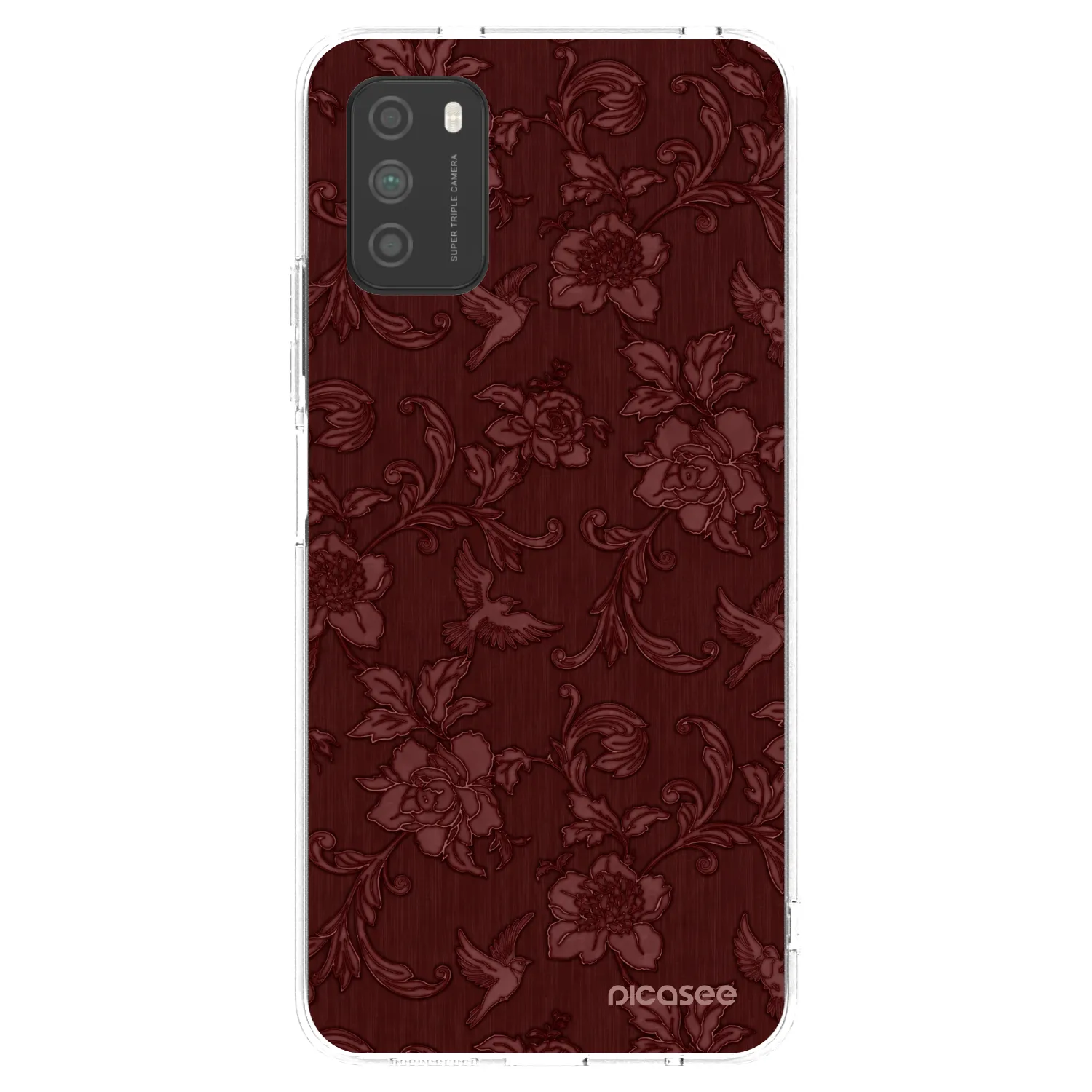 Picasee silikonový průhledný obal pro Xiaomi Poco M3 - Red Elegance